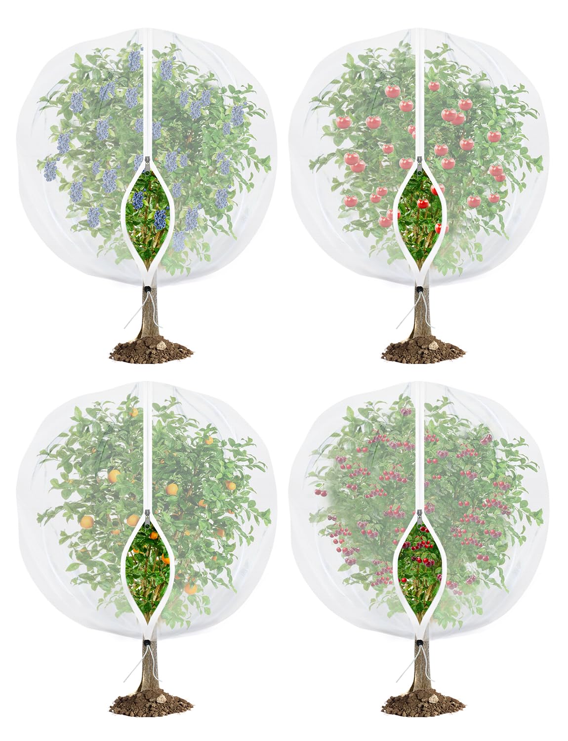 Fruit Tree Netting for Cicadas - with Zipper 4Pcs 5 x 4FT Garden Bird Netting for Blueberry Bushes with Drawstring,Insect Plant Protection Mesh Net Bags for Tomato,Cicada,Animals (4, 4 x 5 FT)