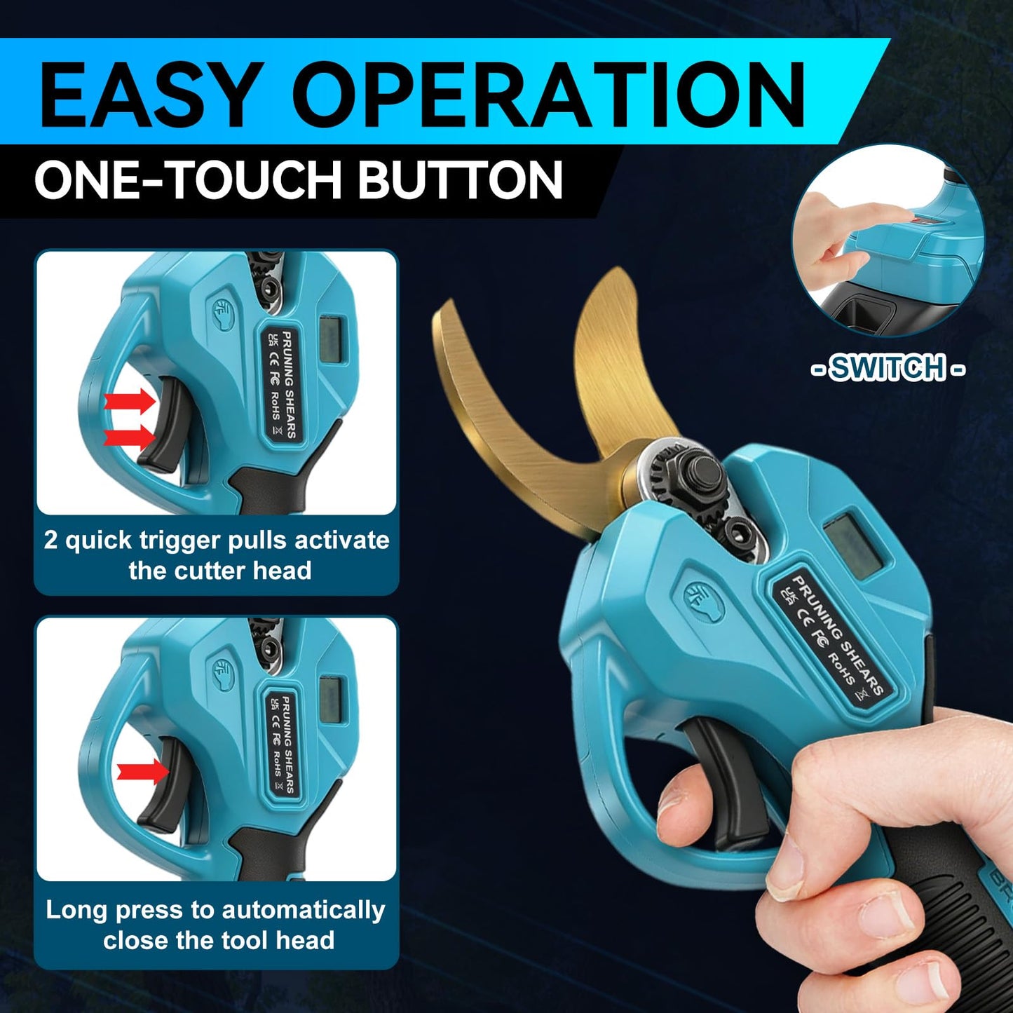 Gpaentsn 4-in-1 Brushless Mini Chainsaw & Electric Pruning Shears Combo Kit with 8.5ft Extension Pole, 6-Inch Cordless Pole Saw, Electric Pruning Shears, 2x 21V Batteries, Tool Set for Tree Trimming