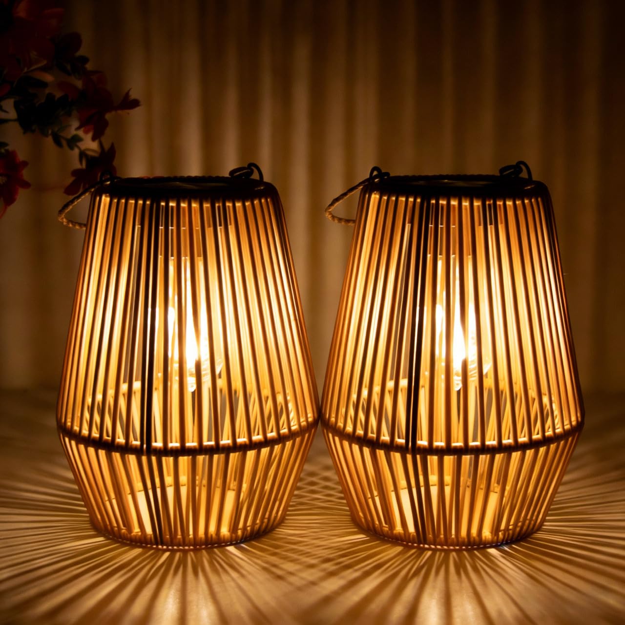 Solar Lanterns Outdoor Waterproof, Hanging Solar Lanterns Outdoor Gifts for Women Mom Grandma LED Garden Decor for Yard, Patio, Backyard, Porch, Trees, Lawn, Pathway (2 Pack)