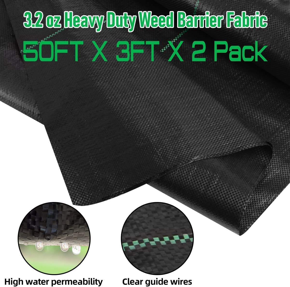 LAVEVE 3FT x 100FT Weed Barrier Landscape Fabric, 3.2oz Premium Heavy Duty Garden Cloth, Ground Cover for Gardening, Farming