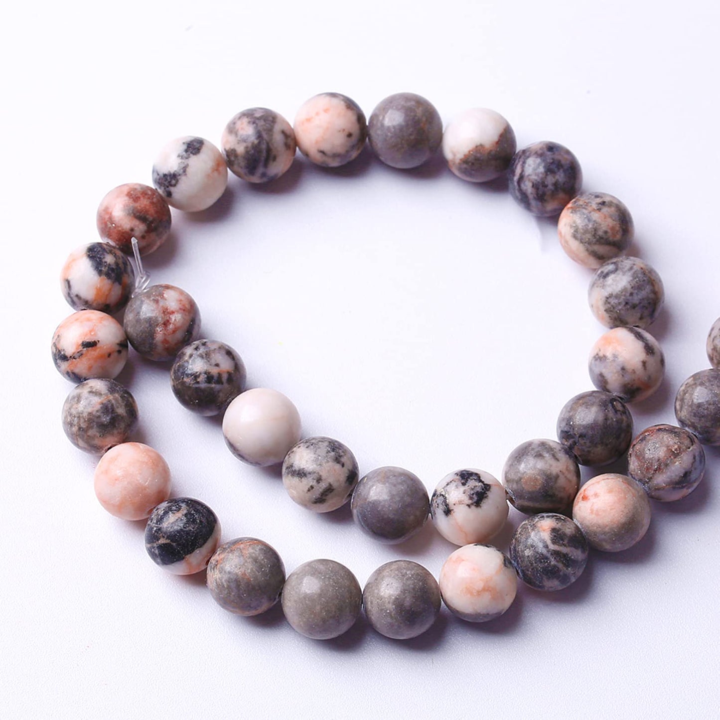 8MM 45PCS Natural Stone Pink Zebra Jasper Loose Beads for Jewelry Making DIY Bracelet Necklace