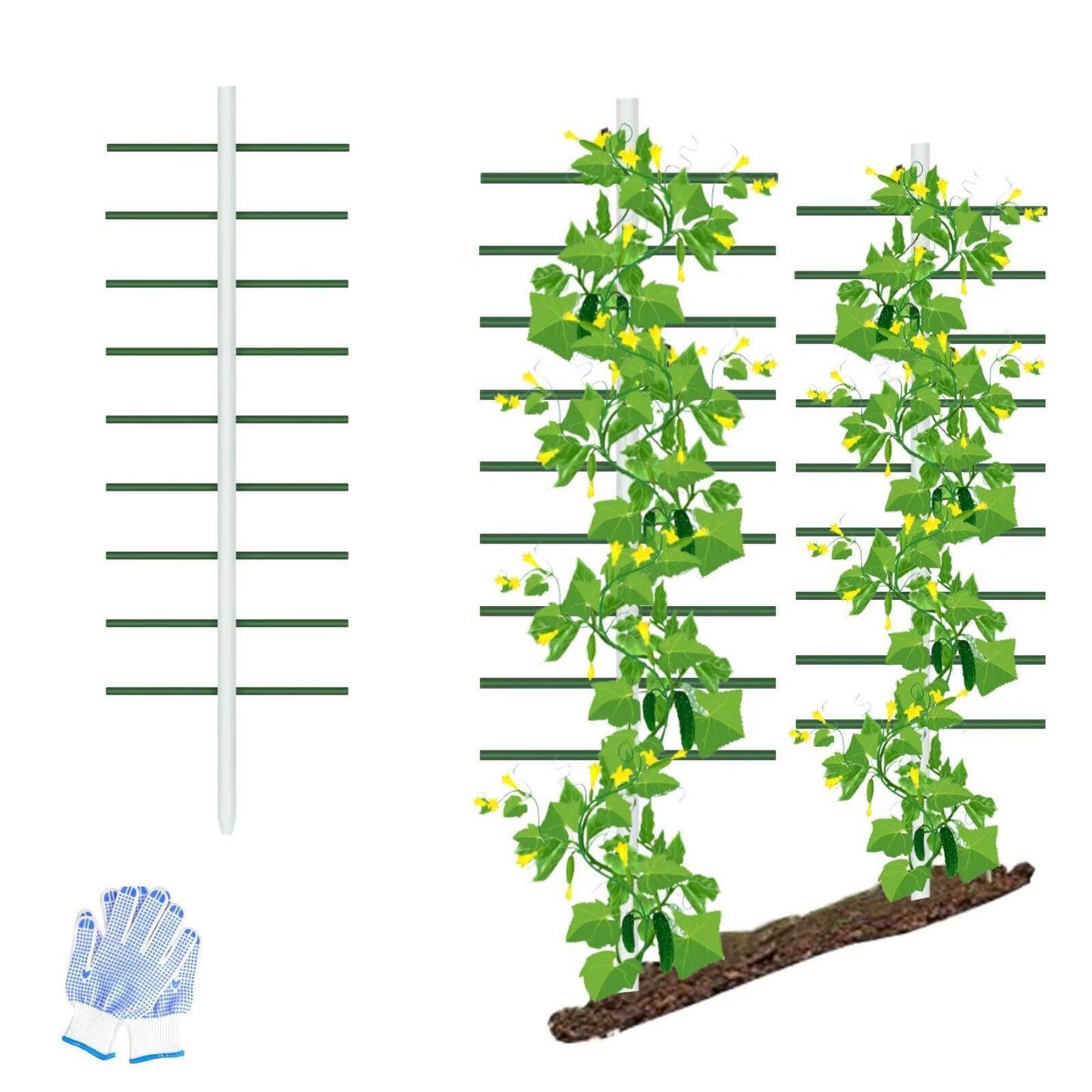 Agfabric 6ft Garden Trellis 2pack for Climbing Plants Outdoor, U Tower Trellis with 9 Cross-bar (Each 2ft), Fiberglass Rust-Free Plant Support Trellis for Vegetable Plants, U Cross-Section