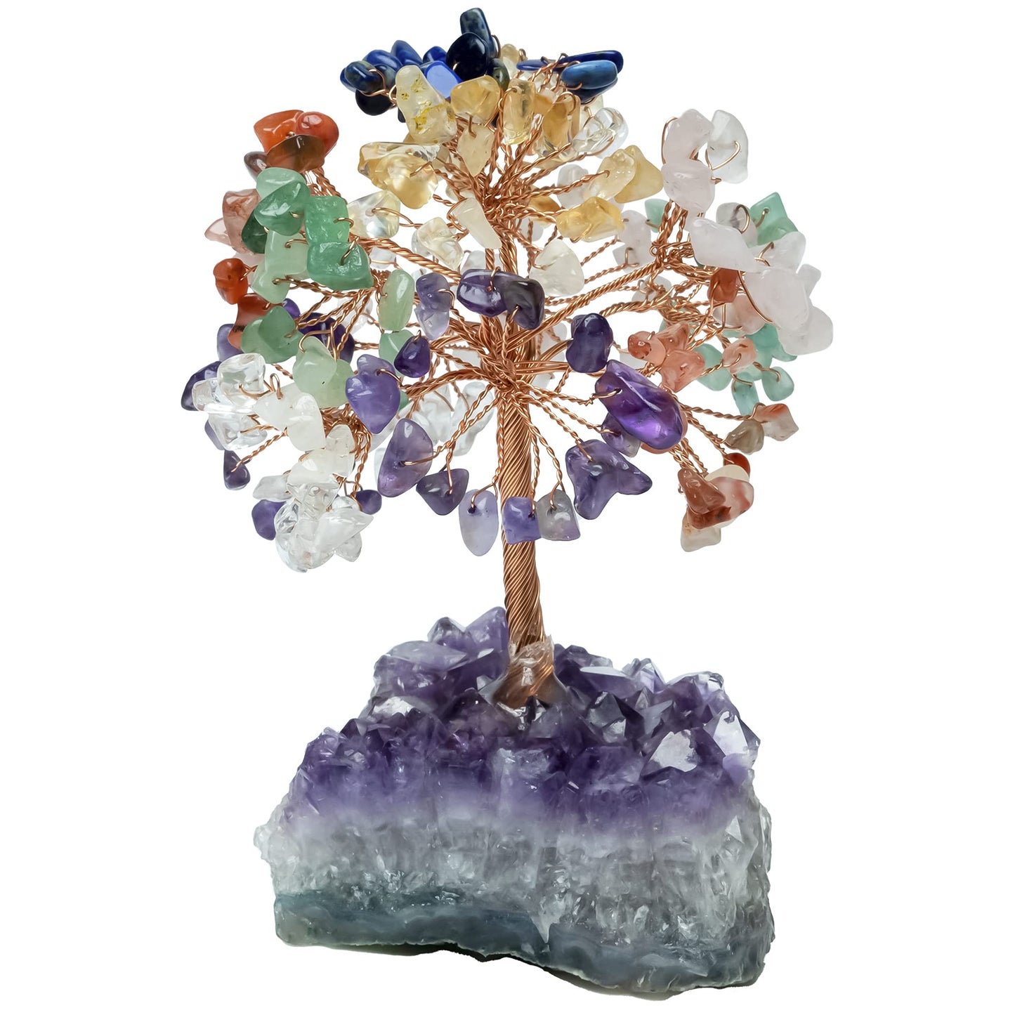 Crocon® 7 Chakra Crystals Birthday Gifts for Women with Amethyst Cluster Base, Meditation, Office Desk Decor, Healing Crystals Tree, Gifts for Mom & Sisters | Grandma Present Spiritual Decor