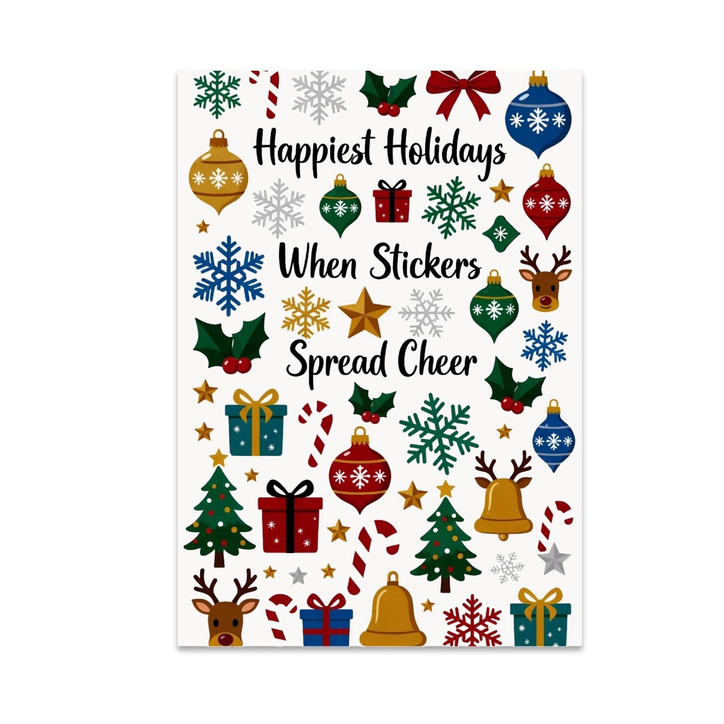 Festive Wall Decor Poster Print - Happiest Holidays When Stickers Spread Cheer - 13x19 - Modern Seasonal Style