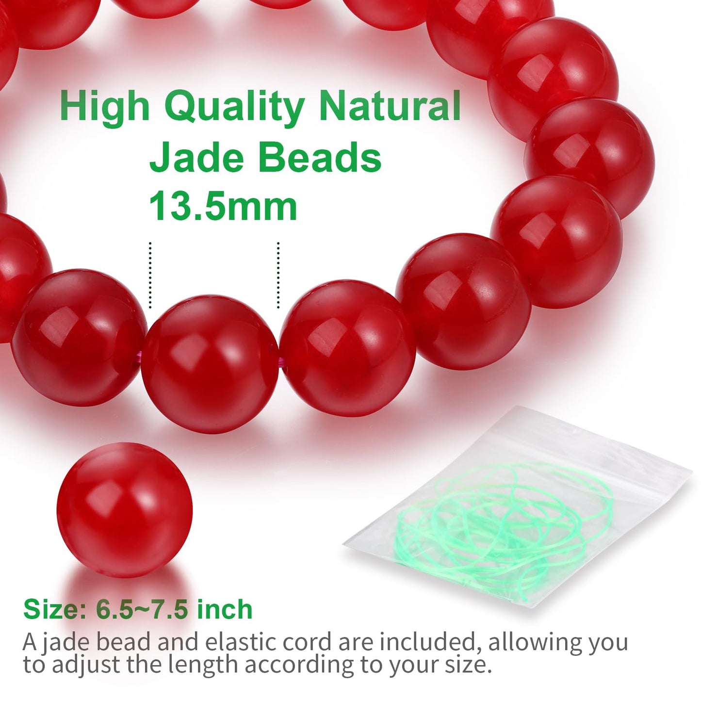 Handmade Natural Jade Beaded Bracelet for Women & Men – Genuine Green/White Jade Gemstone Stretch Bracelet – Lucky Energy Healing Jewelry Gift for Peace, Prosperity & Protection RB