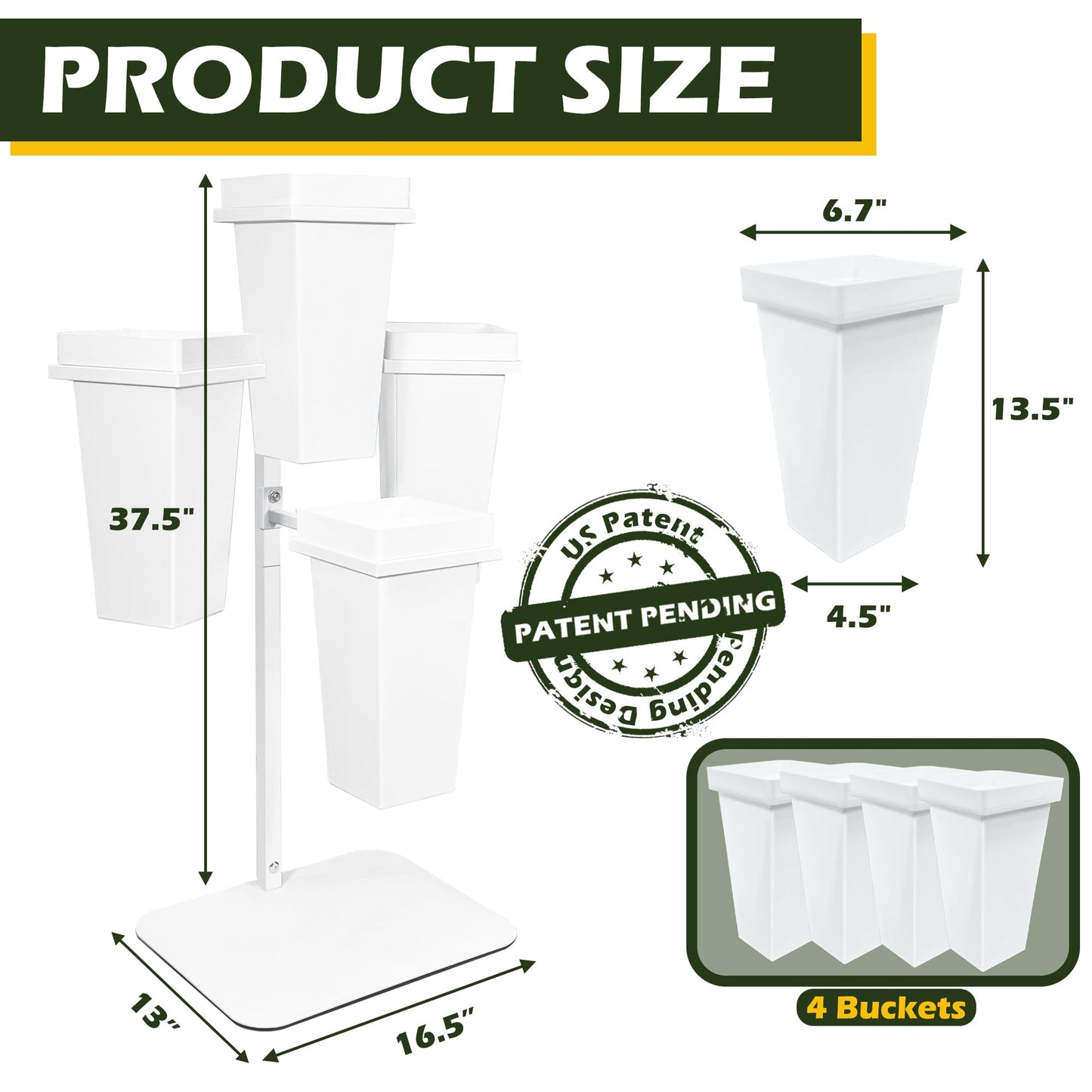 PROLEE Flower Display Stand with Buckets, Wedding Flower Cart Display Stand with Wheels,Flower Stand for Wedding Party, Events and Garden Decor (White)