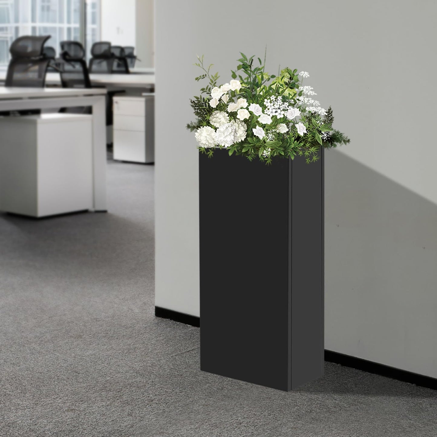 REBaiYU Rectangular Steel Planter Box with Removable Insert Shelf & Drainage Holes - 12/24 Inch Modern Planters for Indoor & Outdoor Use,Modern Flower Pot for Patio, Garden, Deck (30x12x12in)