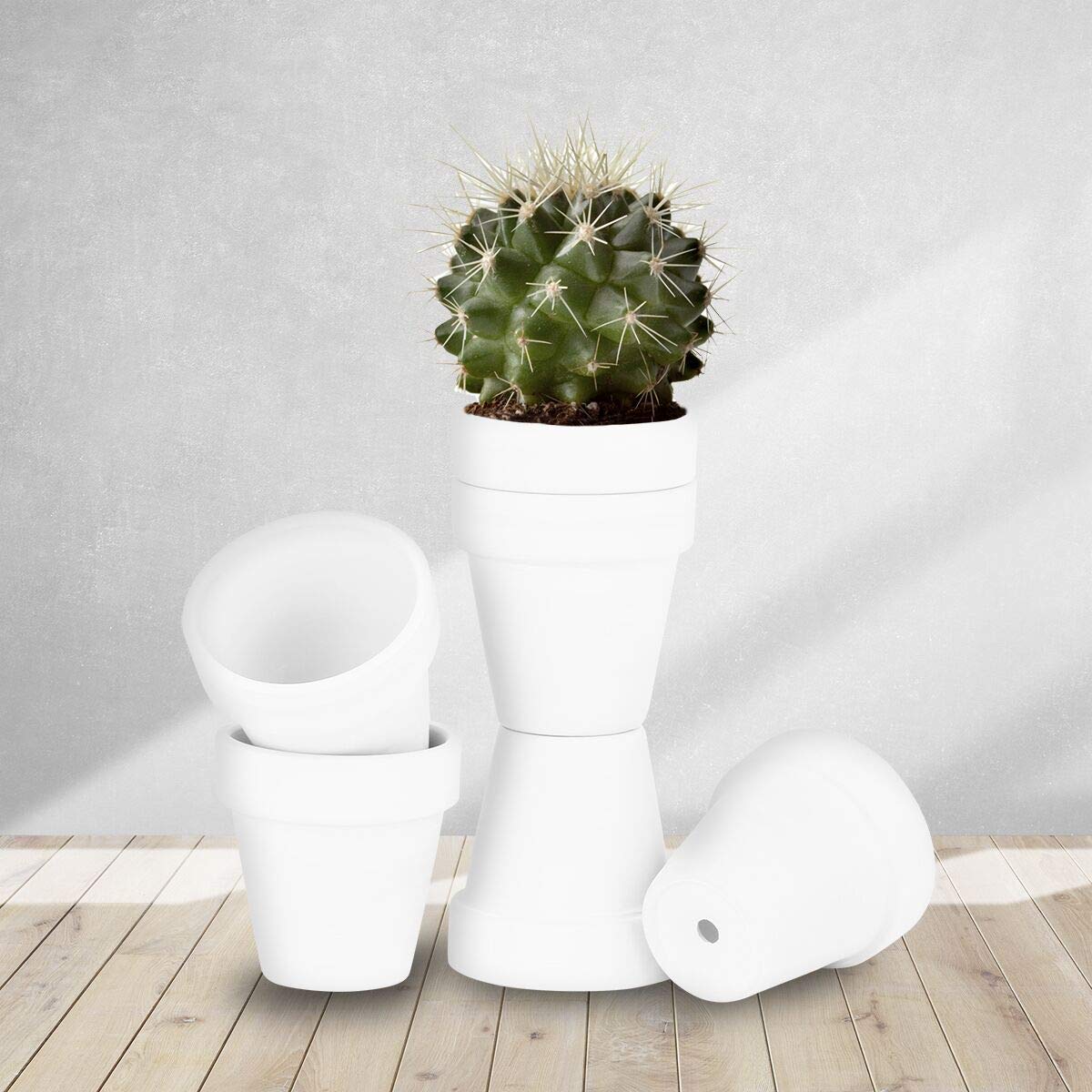 FCFKUK 24pcs Small Mini Clay Pots, 2.5'' Terracotta Pot Clay Ceramic Pottery Planter, Cactus Flower Terra Cotta Pots, Succulents Nursery Pots, with Drainage Hole, for Indoor/Outdoor