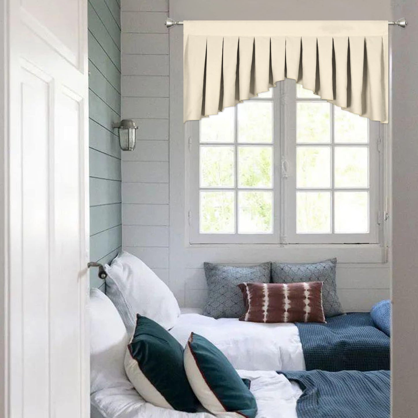 OYRING Valances for Windows Beige Window Valance for Living Room Rod Pocket Blackout Valance for Kitchen，Pack of 1 （Beige 39" W x 20" L）