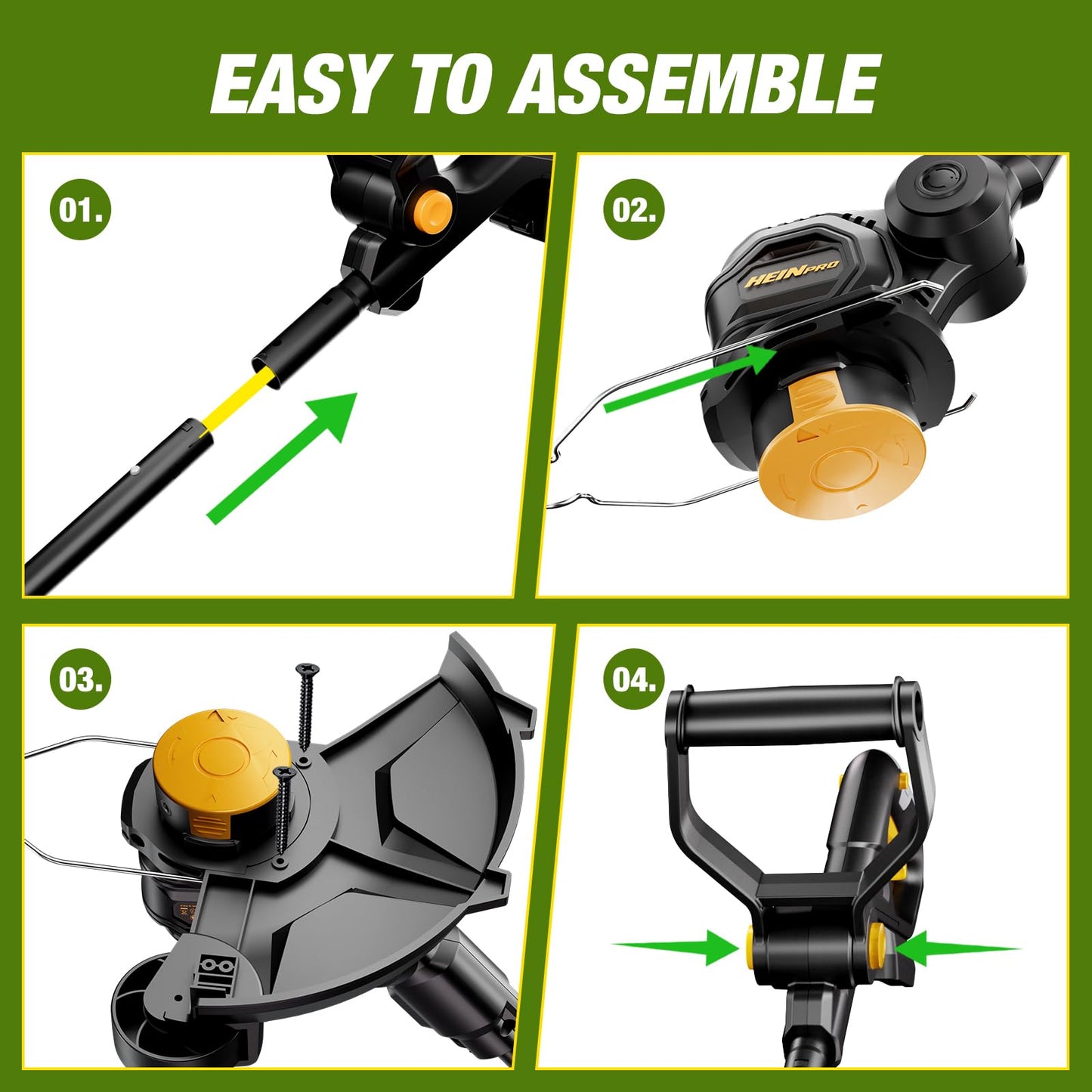 HEINPRO Cordless String Trimmer Compatible with Dewalt 20V MAX Battery, 12-Inch Electric Weed Wacker, Auto Line Feed, Weed Eater Battery Powered Grass Trimmer, w/ 6 Line Spools, Black(Tool Only)