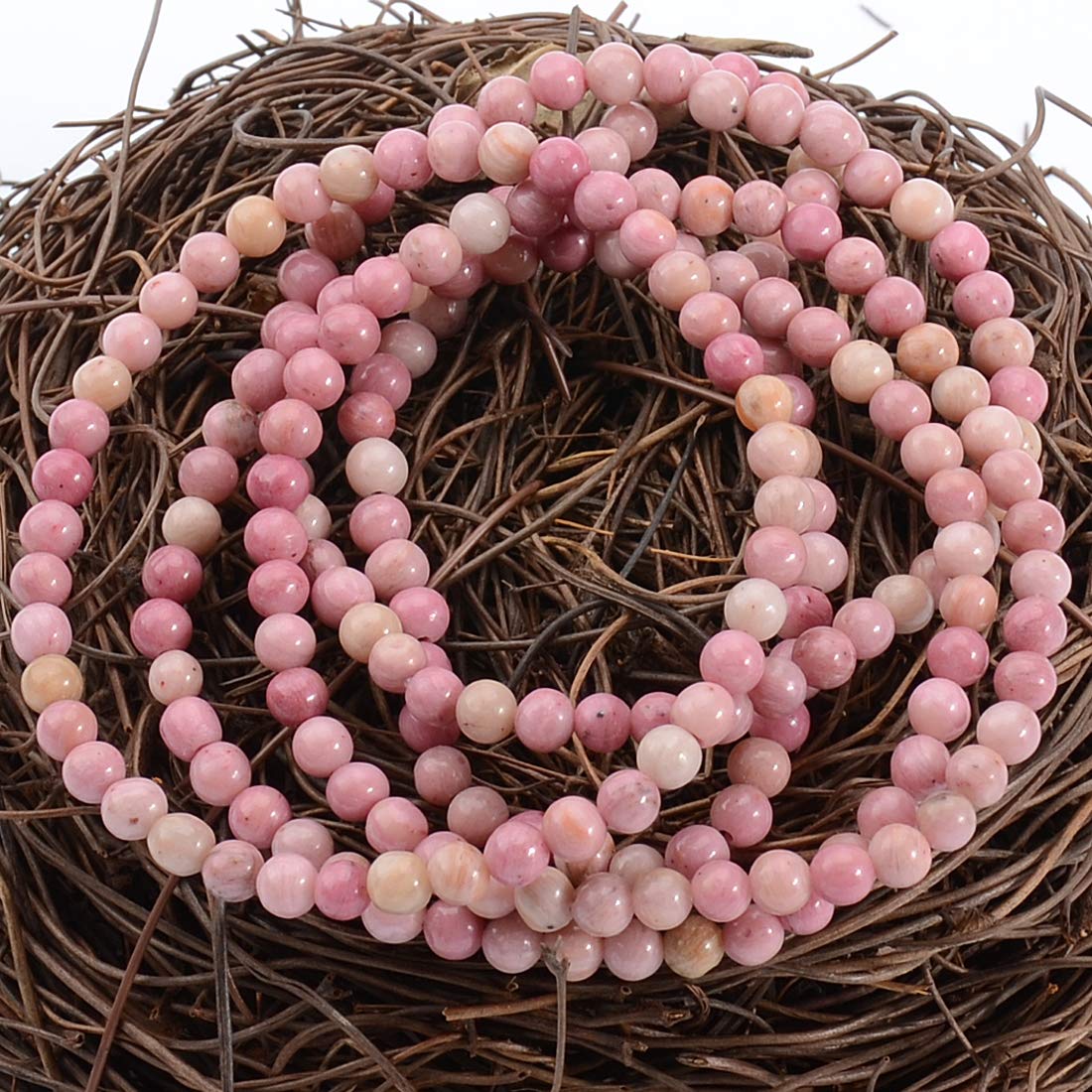 MASSIVE BEADS Rhodochrosite - Stone of Love and Compassion - Handmade Yoga Stretch Elastic Bracelet Natural Stone Crystal Healing Power Energy Gifts for Unisex Adult 4mm