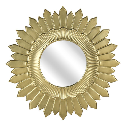 NIKKY HOME Vintage Sunburst Round Wall Mirror, 17.8 Inch Metal Framed Decorative Large Mirror for Bathroom, Living Room, Office, Gold Finish