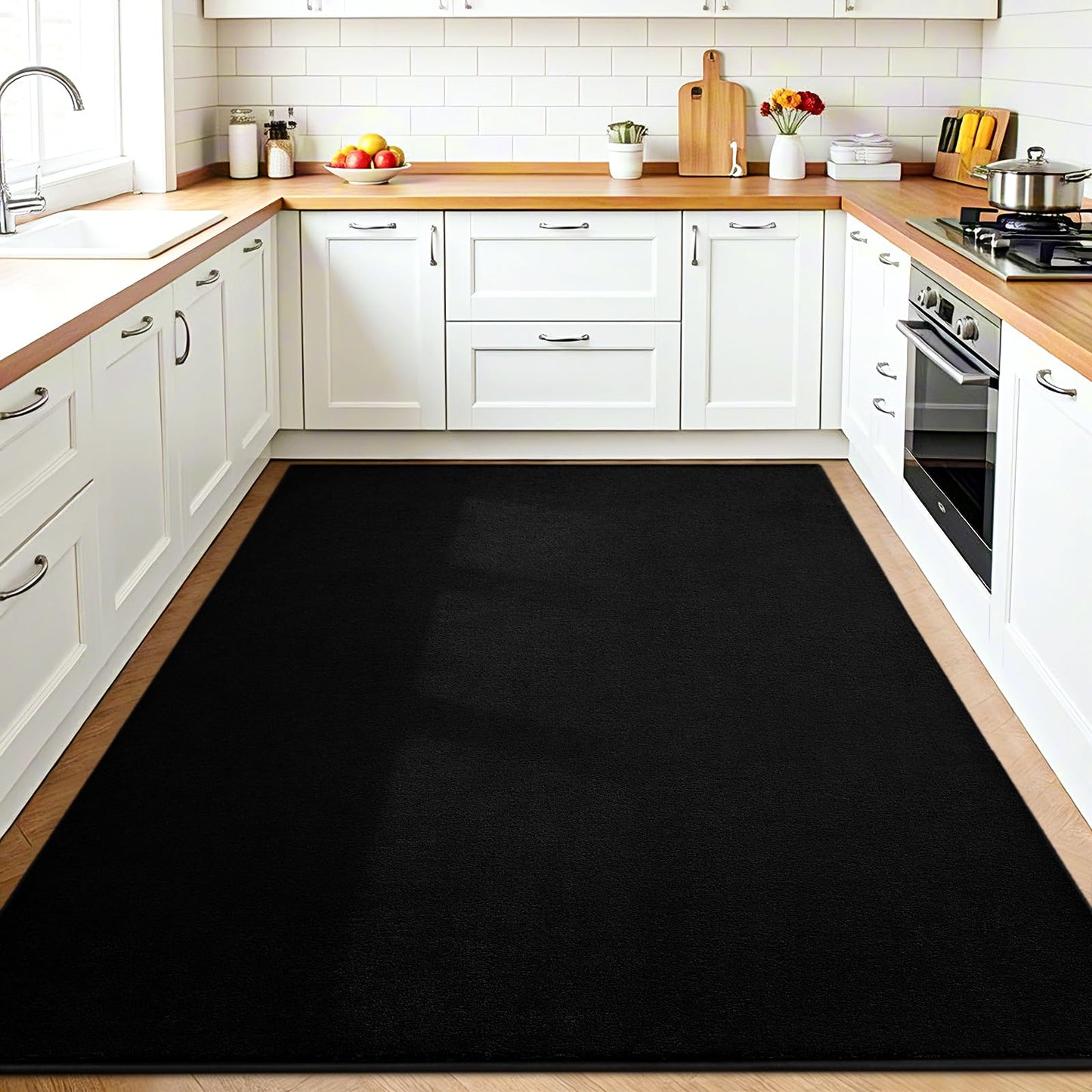 Vasofe Black Area Rugs for Living Room Bedroom, 4x6 Modern Thickened Memory-Foam Throw Carpet, Super Soft Kids Boys Girls Rug, Non-Slip Washable Carpets for Dorm Nursery Classroom Office Decor