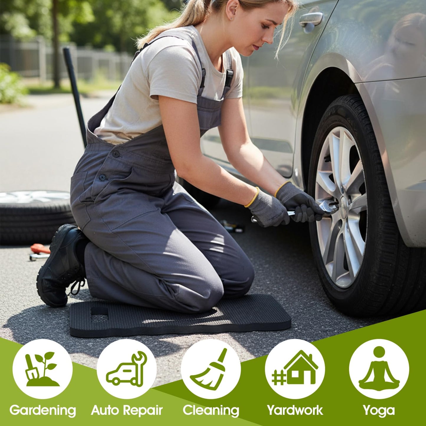 PercyEffie 6 PCS Gardening Kneeling Pad, Thick Knee Mat Waterproof Foam Knee Pads Kneeler Mat for Long Gardening Hours,Cleaning, Yoga, Praying, Exercise 16'' x7''x 1'' Black