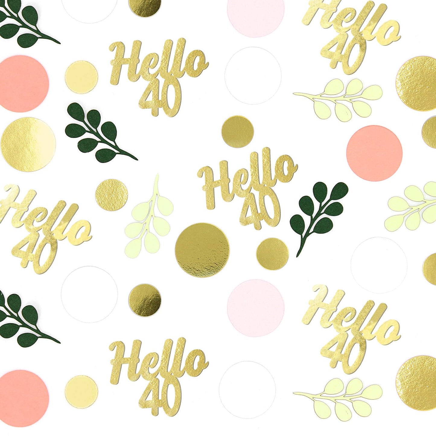 Vofrise 300PC 40TH Birthday Confetti for Table Pink and Sage Green Happy 40TH Birthday Decorations for Women Dots Hello 40 Confetti Scatters Forty Party Decor Supplies