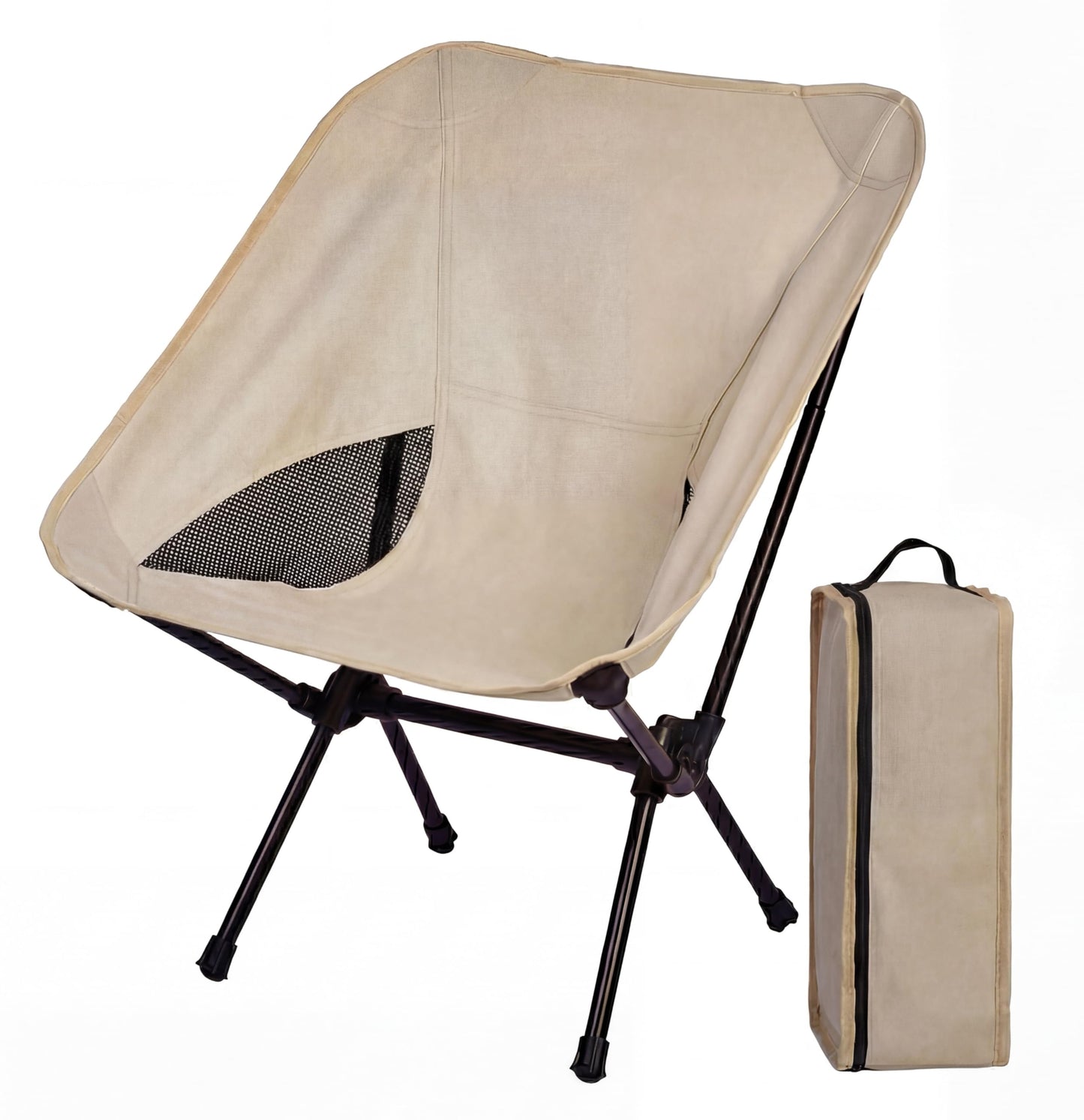 Toucans Camping Chair Portable Backpacking Chair - Ultralight Folding Chair - Compact, Lightweight Foldable Chairs for Hiking Mountaineering Beach (Beige)