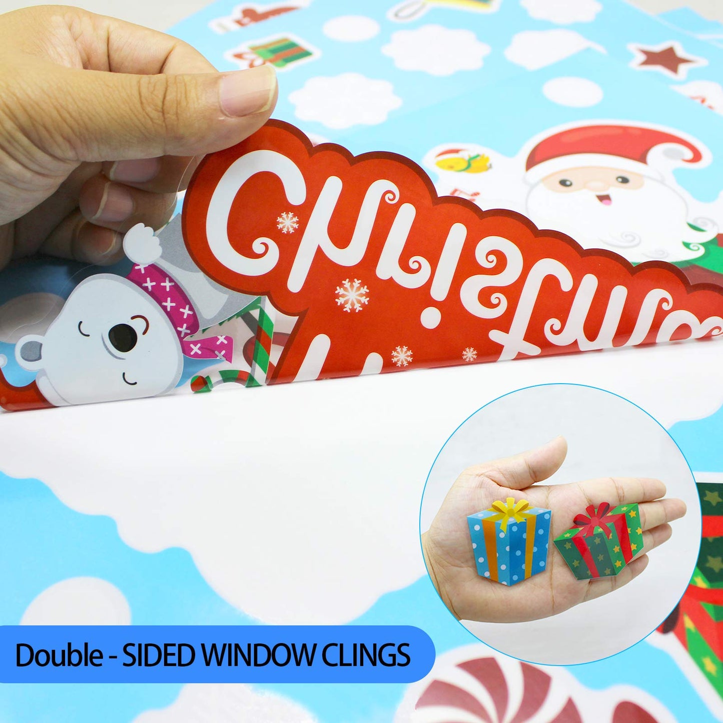 175 PCS Christmas Window Clings Xmas Decals Stickers for Christmas Window Decorations