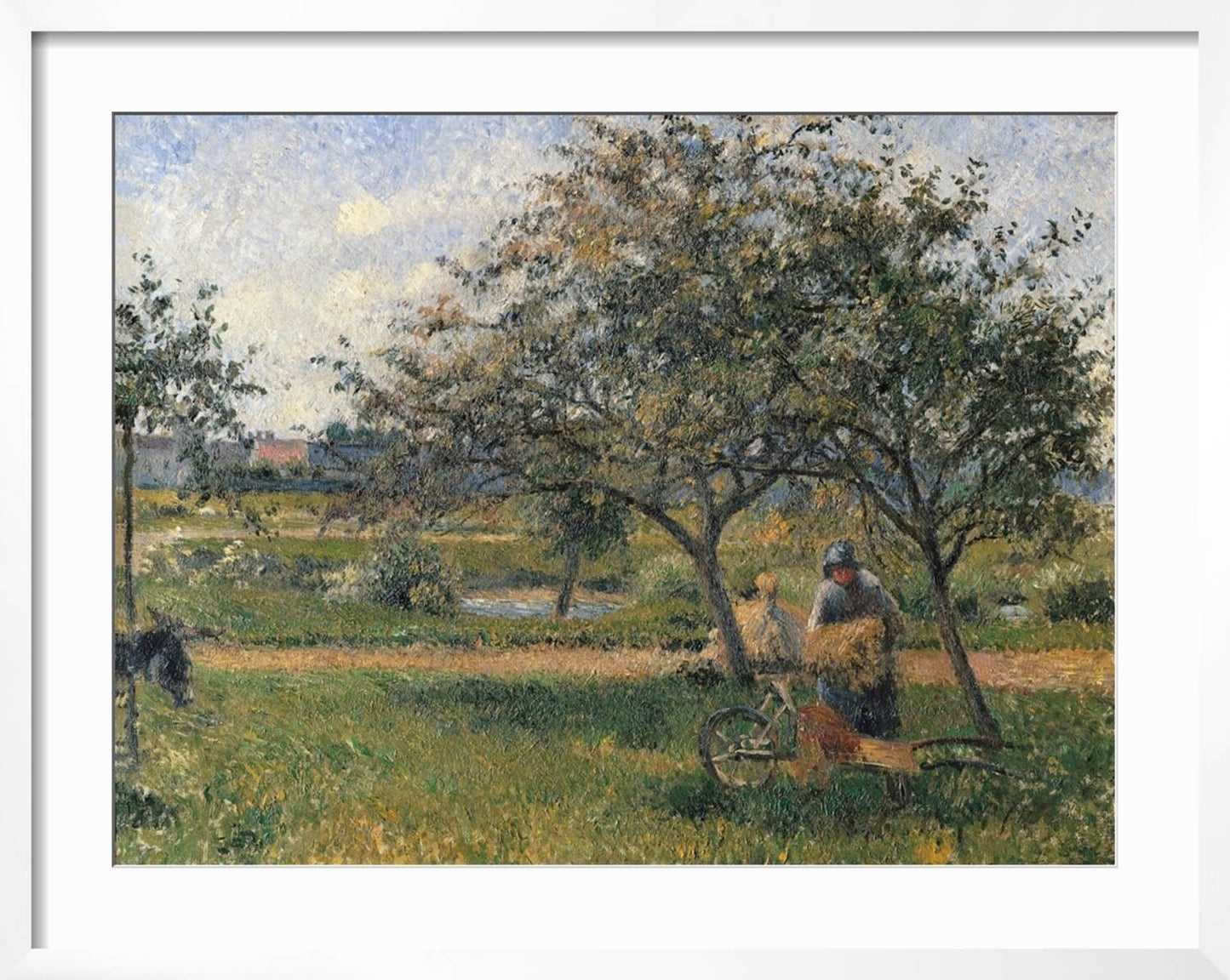 ART.COM Wall Art Print Orchard, the Wheelbarrow on White Frame by Camille Pissarro, 29" x 23"