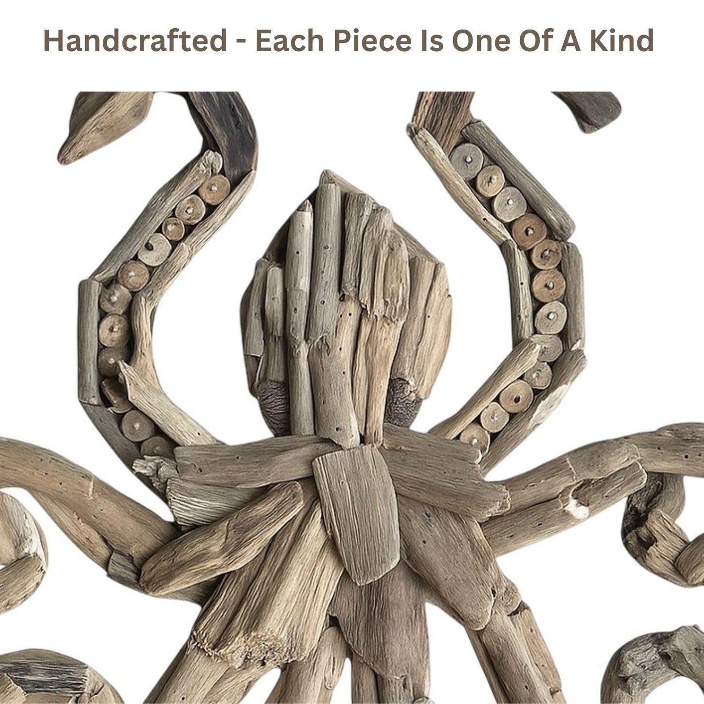 OMA Driftwood Octopus Wall Art – Handcrafted Coastal Beach & Rustic Farmhouse Style Driftwood Wall Decor for Home, Living Room, Bathroom, Beach House – Large Size