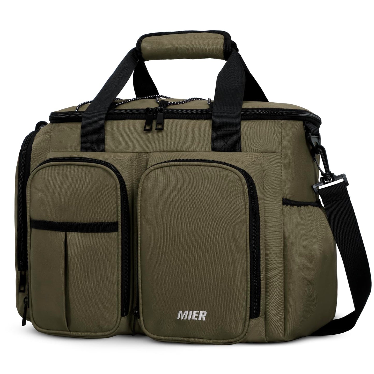 MIER Lunch Box for Men Heavy Duty Insulated Lunch Bag 20 Cans Large Leakproof Soft Cooler Bags with Multiple Pockets for Picnic Work Travel (Army Green)