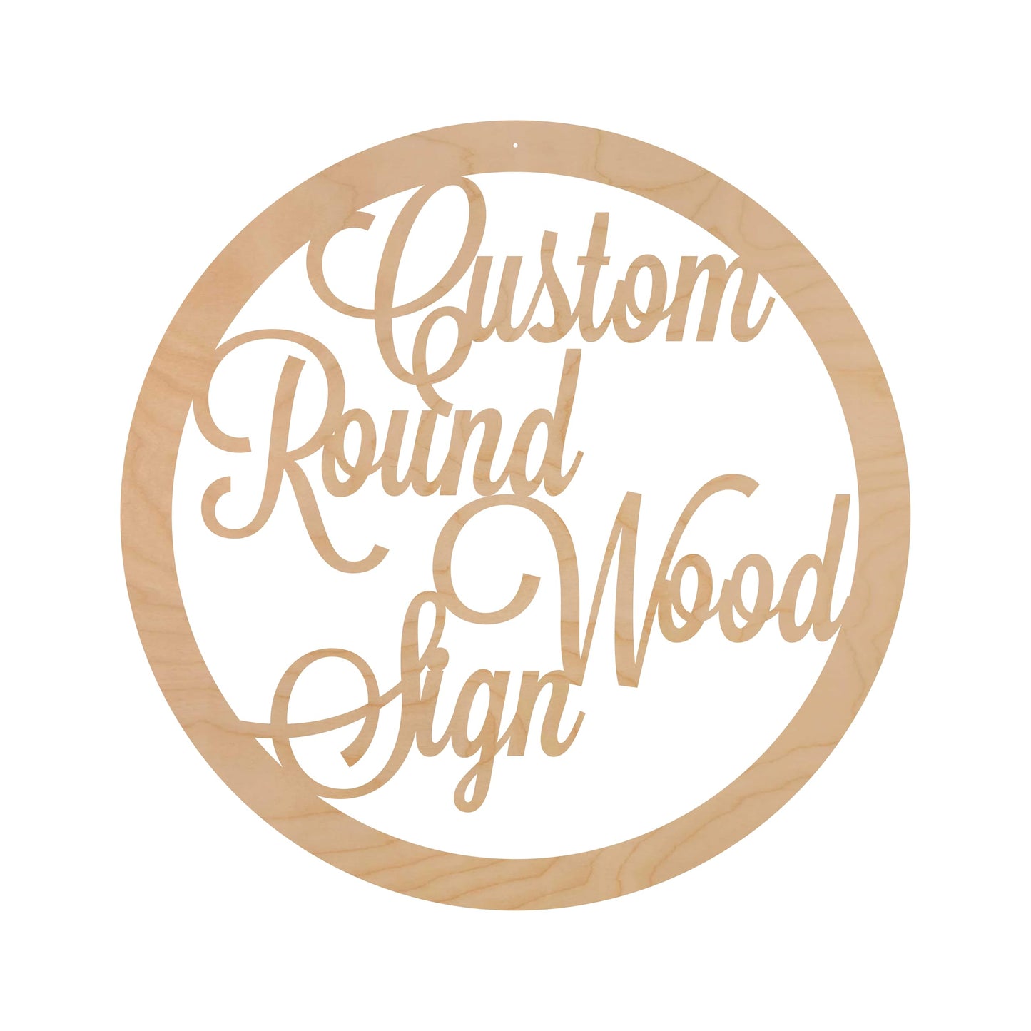 Professional Artwork Personalized Round Wood Sign, Laser Cut, Free Previews During Customization. Natural Wood Color, Sizes 12-36"