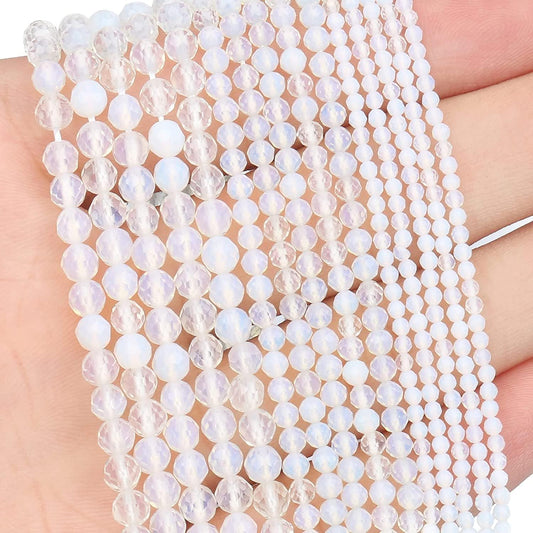 Song Xi 120pcs 3mm Natural Opal Gemstone Beads Faceted Round Loose Stone Beads for Jewelry Making (1 Strand)