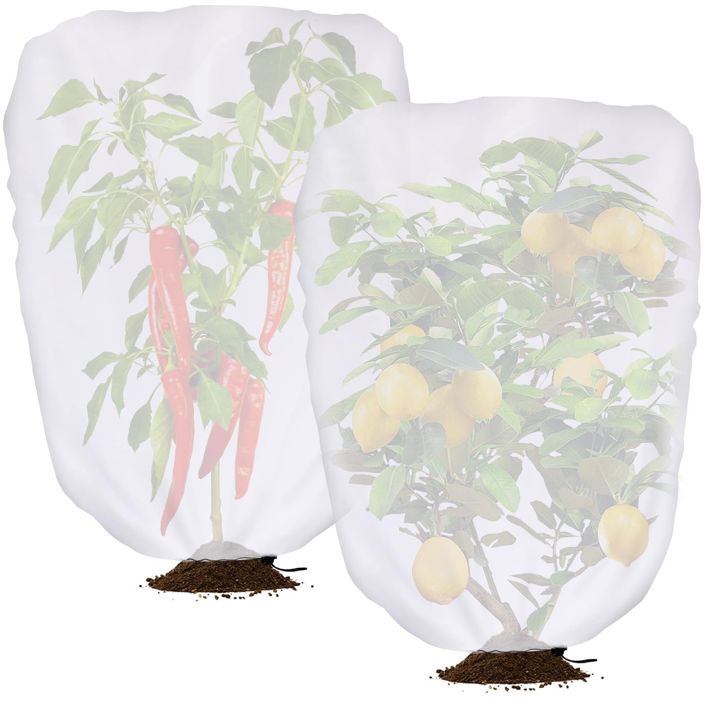 DECOHS 2 Pcs Garden Plant Shade Cover with Drawstring, 3.3 x 2.6 Ft Garden Shade Sun Protection Plant Covers, White Light Refraction Fruit Tree Sunshade Cloth for Protect Plants from Direct Sunlight