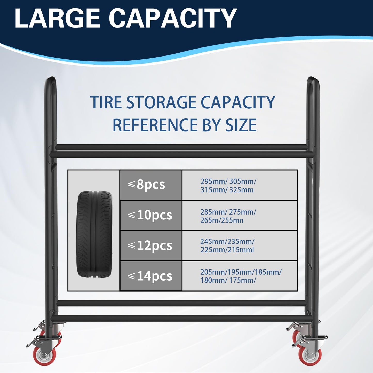 TONGMO Tire Storage Rack with Protective Cover - Adjustable Metal Tire Rack for Indoor/Outdoor Use - 58" H x 55.5" W x 17.5" D (55in)