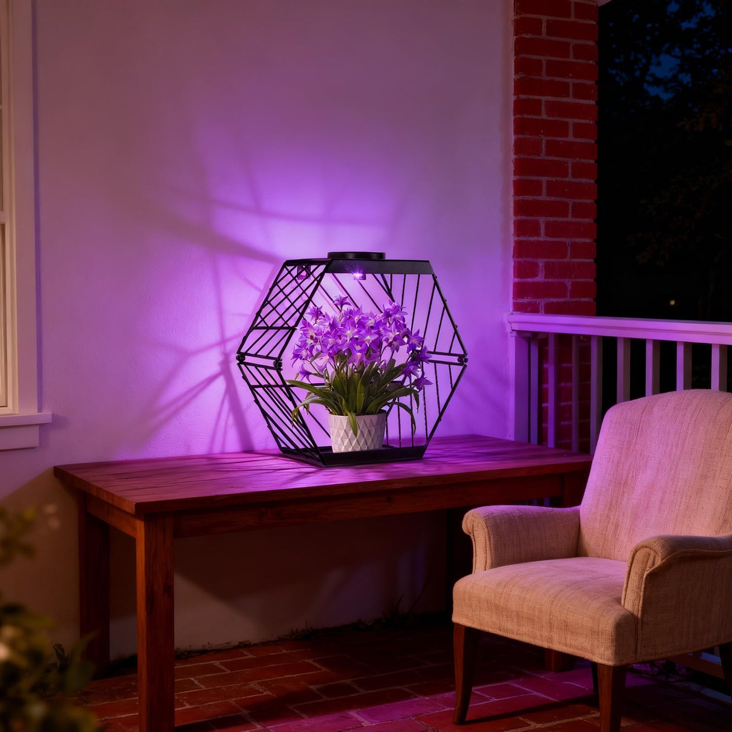 GOESWELL Wall Plant Holder with Solar Light: Outdoor Waterproof Wall Lamp Metal Plant Stand Decor for Garden Yard Porch Patio Balcony Fence