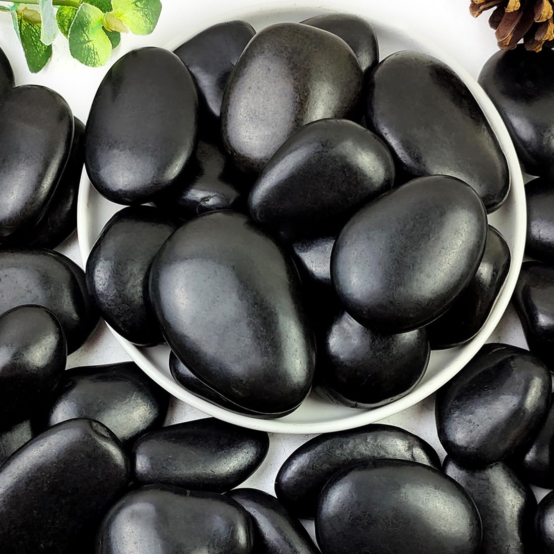 YISZM 5lbs Black Pebbles for Plants, 2-3 Inch High Polished Natural Large River Rocks for Landscaping, Decorative Stones Vase Filler Fish Tank Aquariums Garden Outdoor and Indoor DIY