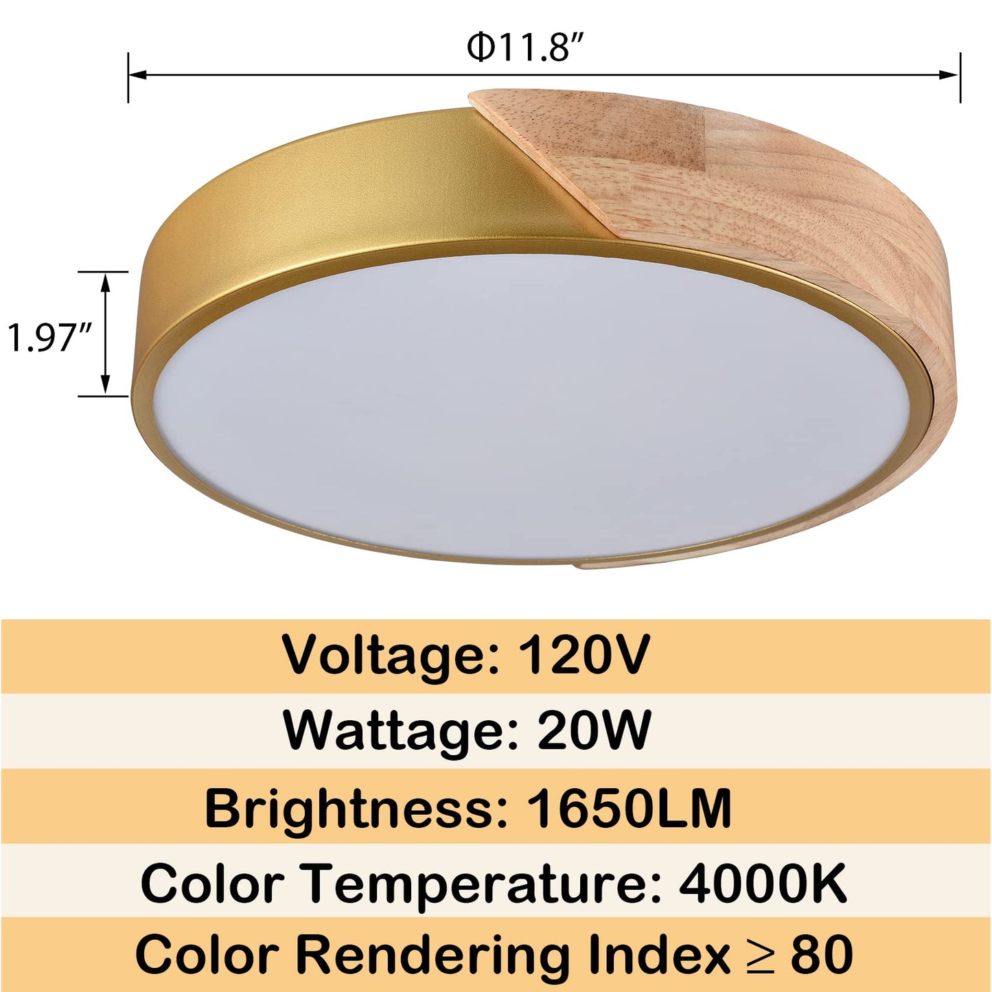 TEENYO Modern LED Flush Mount Ceiling Light 12 Inch Gold Low Profile Round Ceiling Light 2-Pack 4000K Wood Flush Mount Light Fixture for Hallway Bedroom Bathroom Foyer Entryway