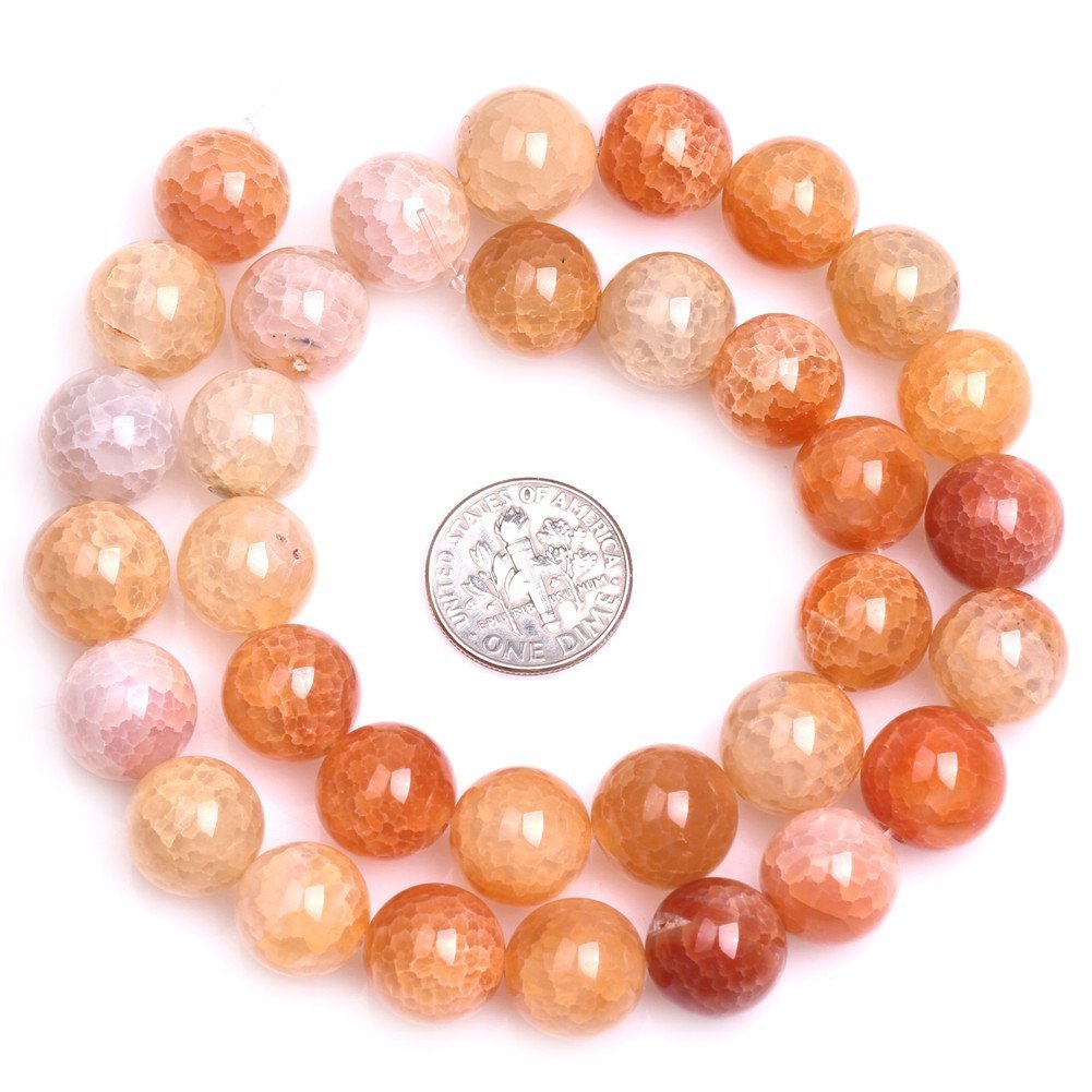 8mm Natural Crackled Agate Beads Round Gemstone Loose Beads for Jewelry Making (47-50pcs/strand)