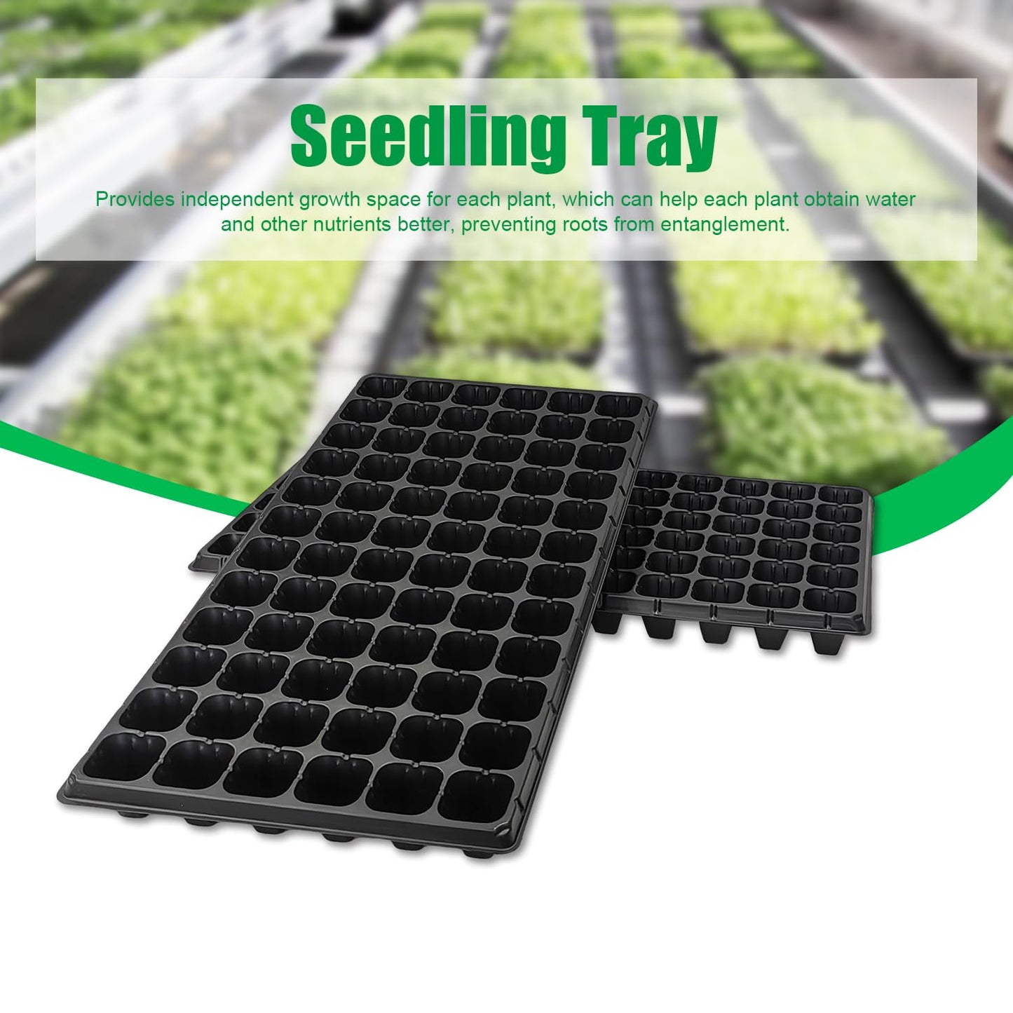 RooTrimmer 72 Cell Seed Trays, Thick Durable 72 Cell Plug Tray Seedling Plastic Nursery Tray for 1020 Flat Germination (10-Pack, 21"×11", 1.81" Height, Low)