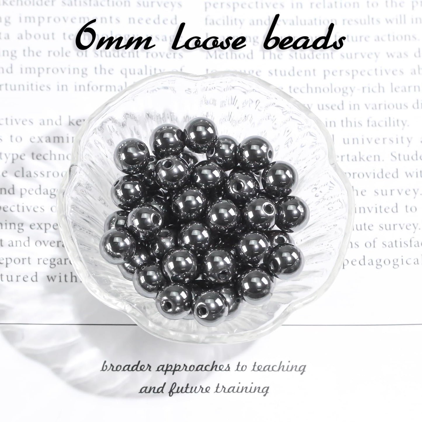 6mm Natural Gemstone Round Black Lava Loose Beads for Jewelry Making Bracelets Necklace Earrings Art Craft (60-62pcs/strand)