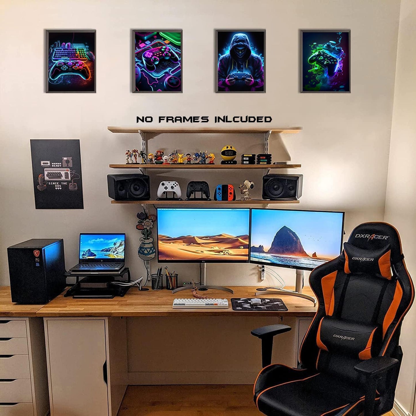 Ucninvd Game Posters Wall Art Set of 9, Neon Gaming Wall Decor Game Room Decor Paintings, Video Gamer Accessories Canvas Picture Prints for Boys Gamer Teen Room Bedroom Decor 8x10In Unframed