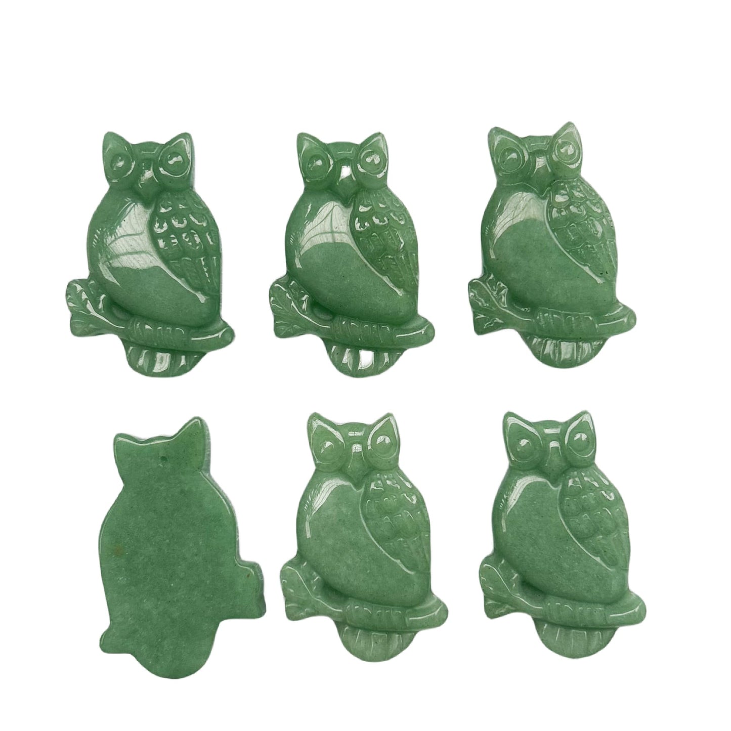 Bacatgem Natural Green Aventurine Owl Figurines Crystals and Healing Stones,Haped DIY Pendant
