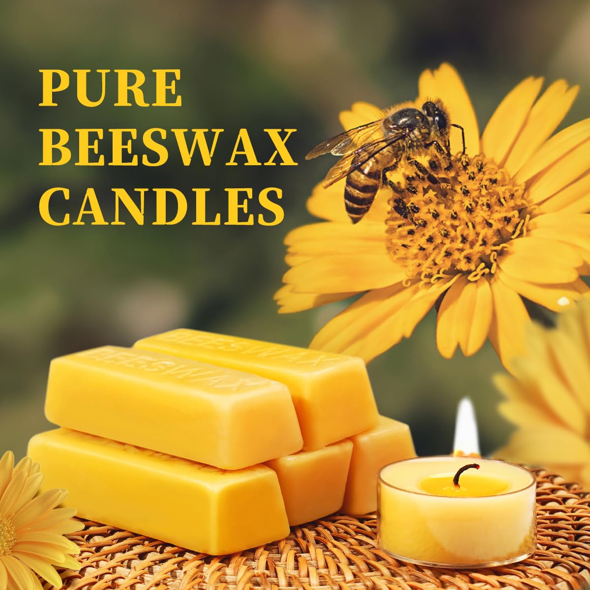 Capaniel 36 Packs Beeswax Tealight Candles- 4 Hour Burn Time Beeswax Candles Burn Evenly and Clean Bees Wax Candles Bulk Smokeless Beeswax Tea Lights for Relaxing Air Purification