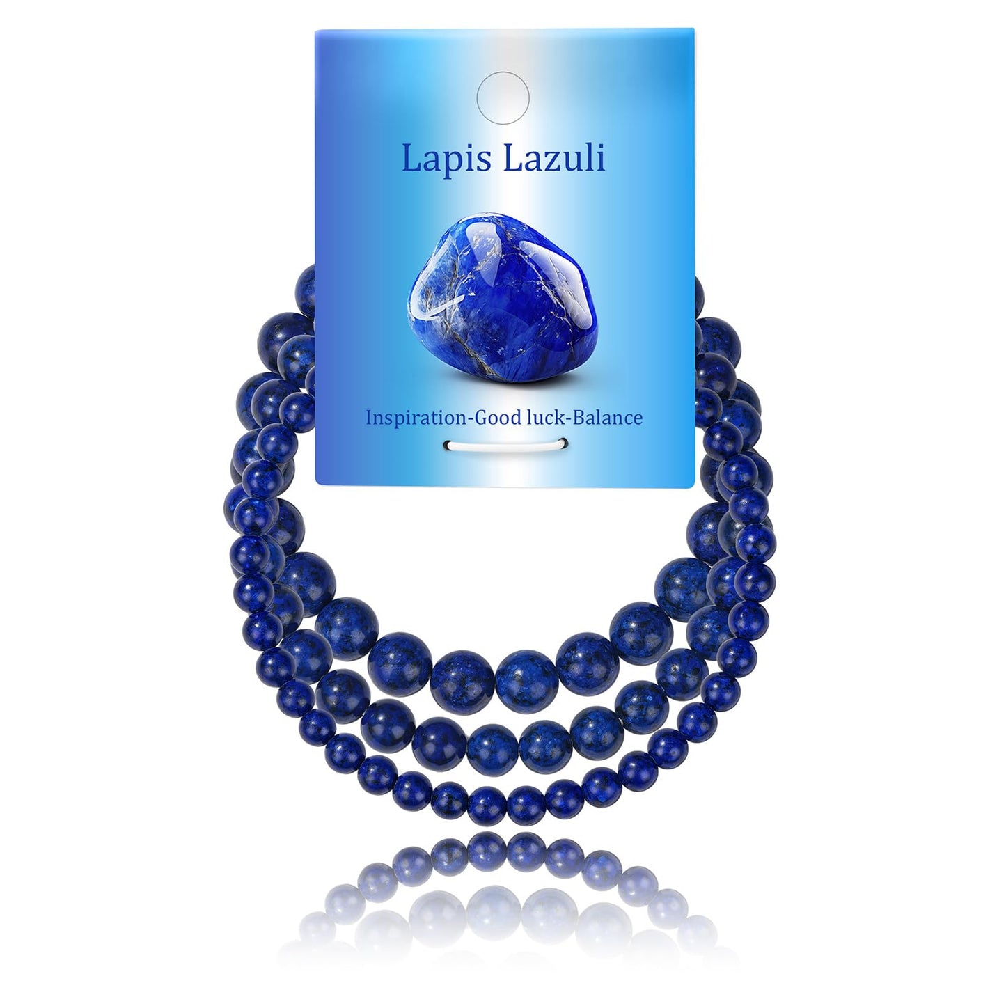 Bolinailo 3Pcs Natural Healing Crystal Bracelets for Women Men, 4mm 6mm 8mm Beaded Stretch Bracelet Set, Lapis Lazuli Natural Stone Gemstone Jewelry Gifts for Meditation, Reiki & Yoga
