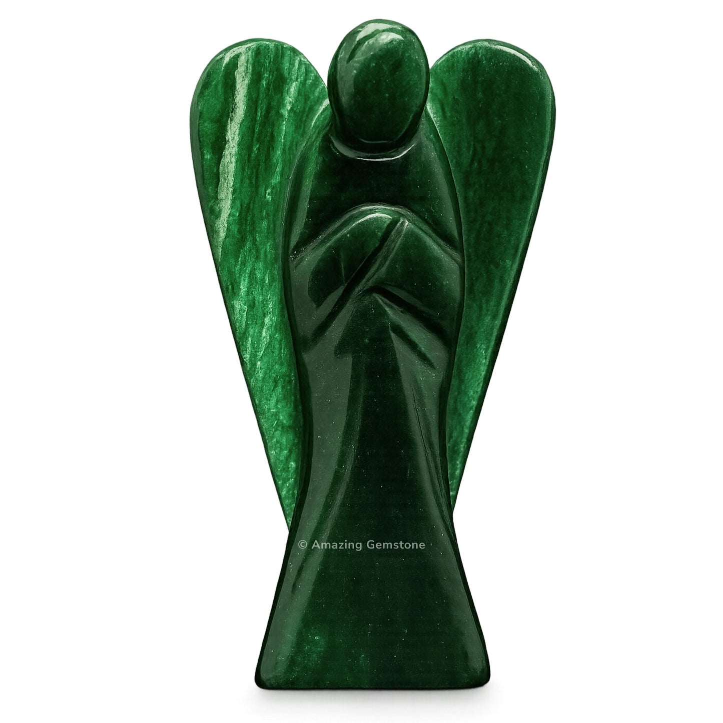 Amazing Gemstone Dark Green Aventurine Angel - Green Aventurine Crystal Angel and Pocket Guardian Angel Crystal Figurines (3 inches)