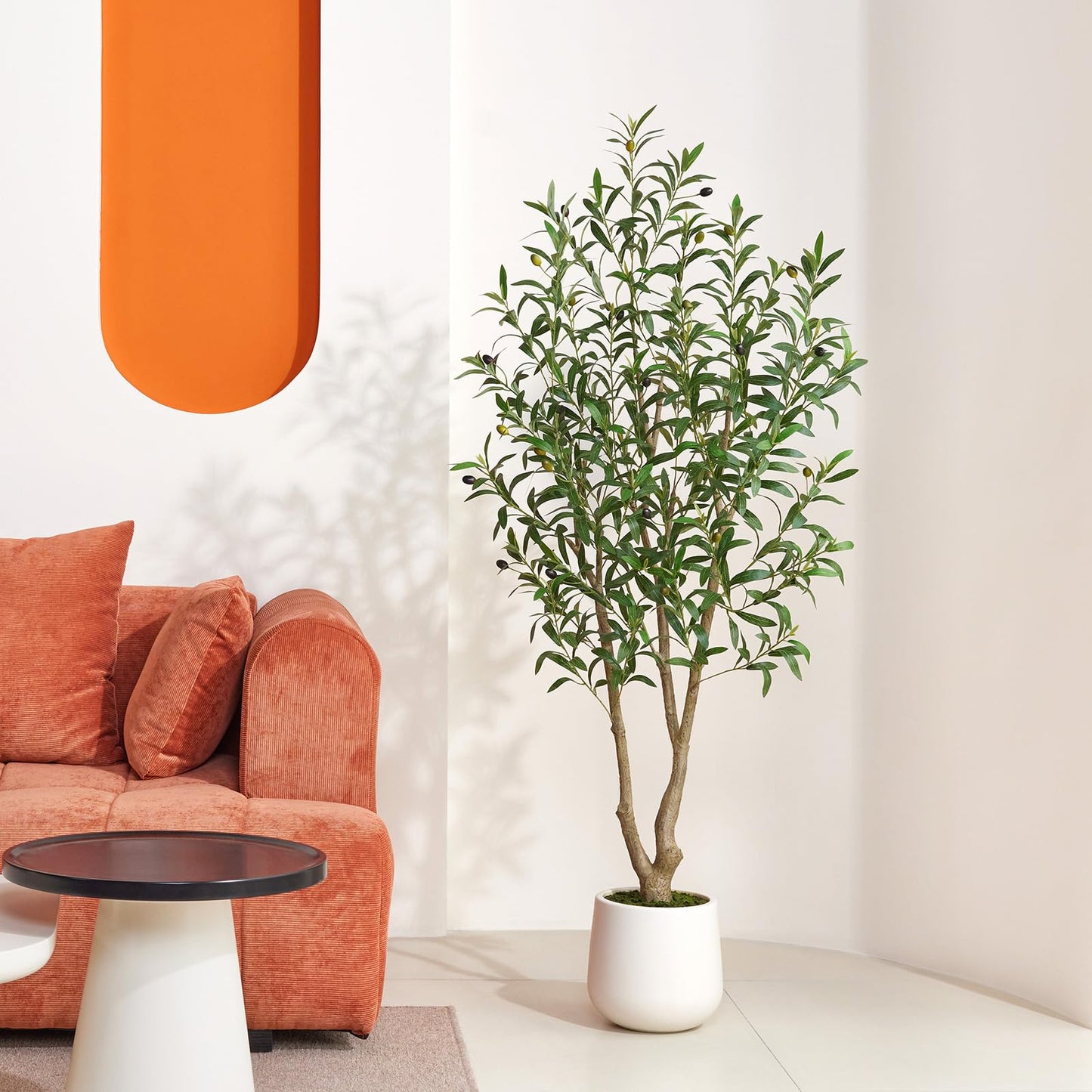 VeriNatural Artificial Olive Tree 5FT, Fake Plants Indoor - Potted Faux Olive Tree with Relistic Leaves and White Planter - Tall Faux Plant for Home Office Living Room Decor