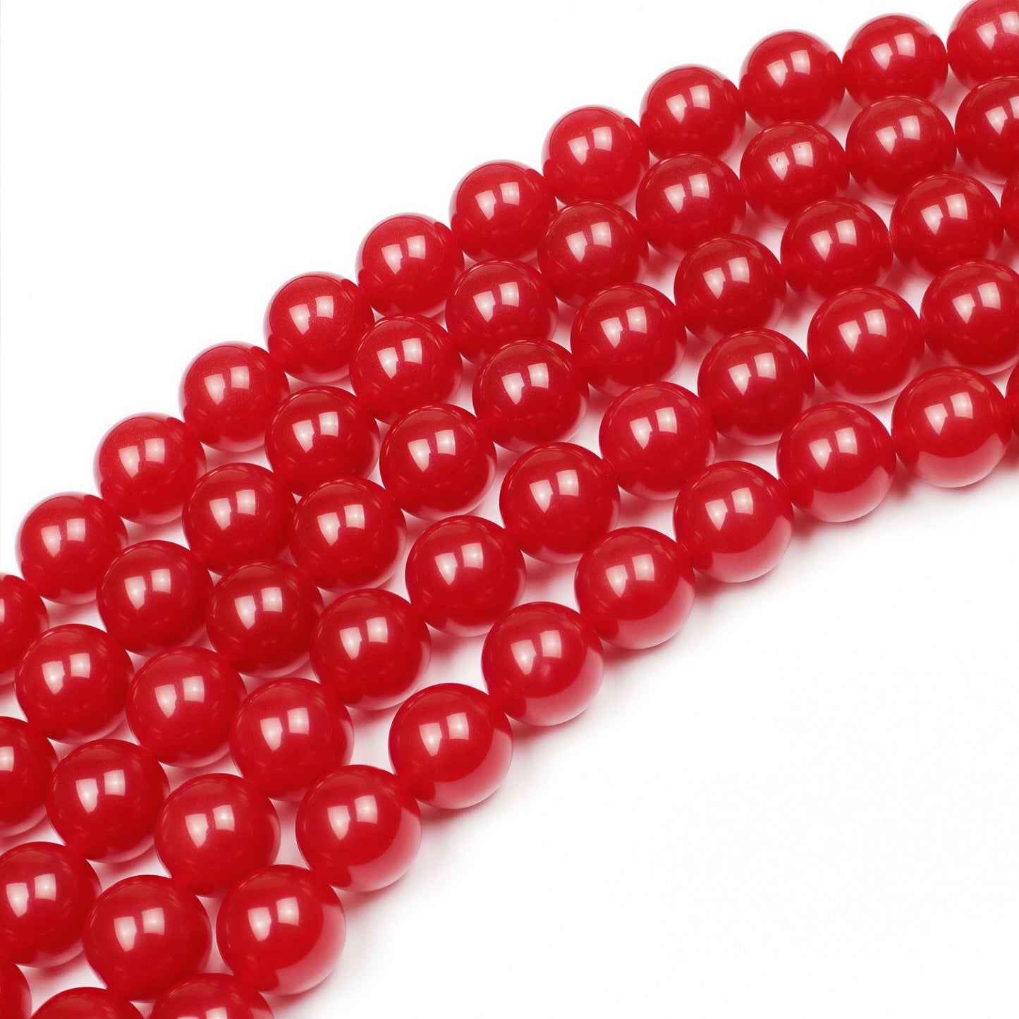 MJDCB Natural Red Jade Round Loose Beads for Jewelry Making DIY Bracelet Necklace (10mm)