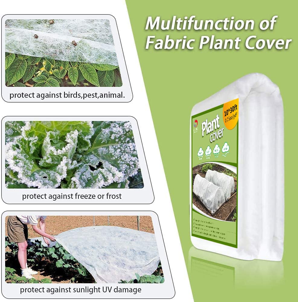 Plant Covers Freeze Protection, 10ft x 30ft 1.0oz/yd² Reusable Floating Row Cover, Frost Cloth for Outdoor Plants, Breathable Frost Blanket for Winter Cold Weather & Pest Protection