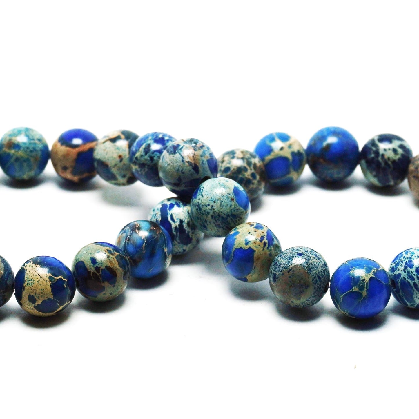 DIQIO Imperial Sea Sediment Beads for Jewelry Making - 6mm Stone Round Gemstone Beads for Bracelets(58-60pcs, Blue Imperial Sea Sediment)