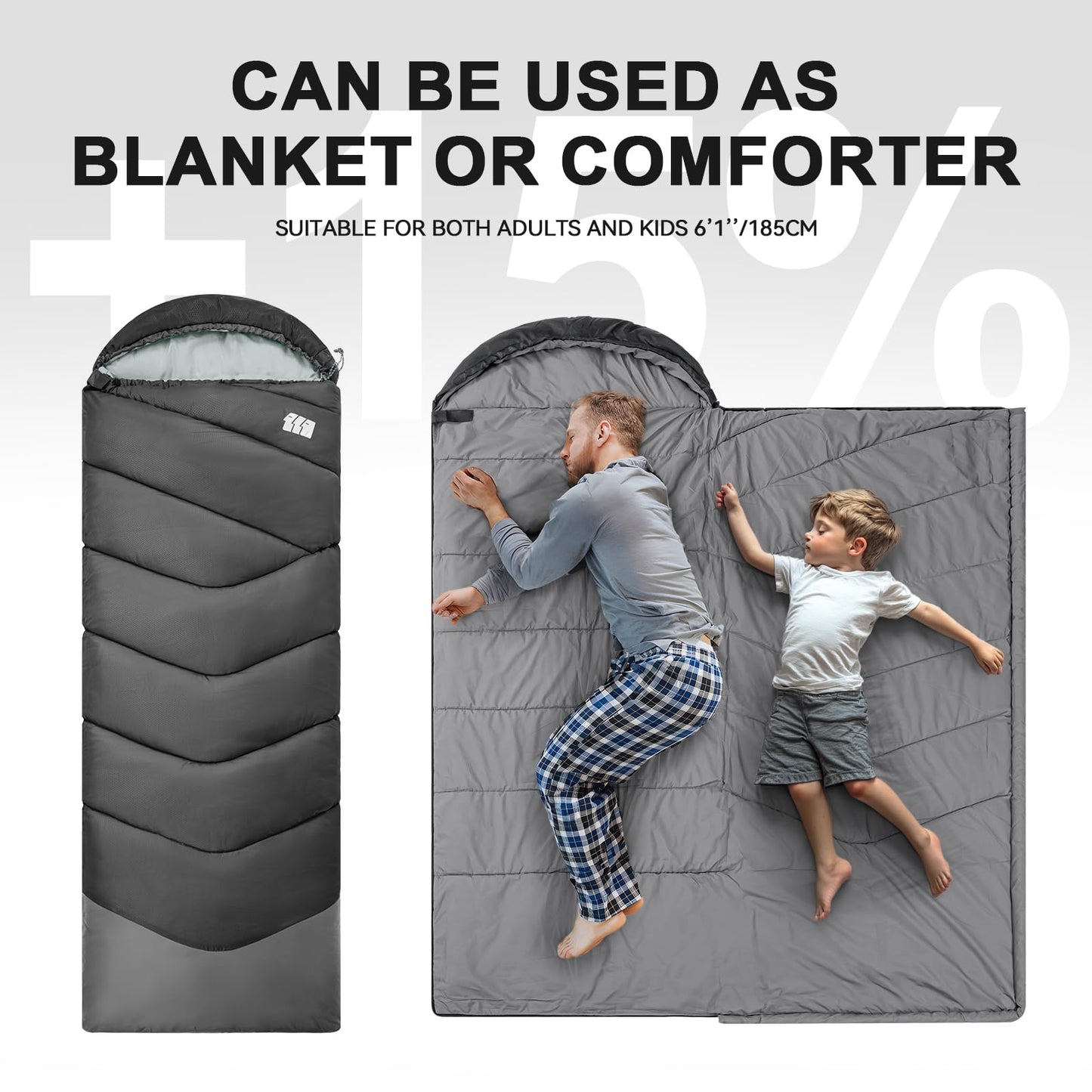 TANSTRIDER Sleeping Bags for Adults Cold Weather,3-4 Season 4lb Lightweight Sleeping Bag for Kids Girls Boys with Compression Sack,Camping Essentials Gear, Hiking,Travel,Backpacking,Outdoor & Indoor