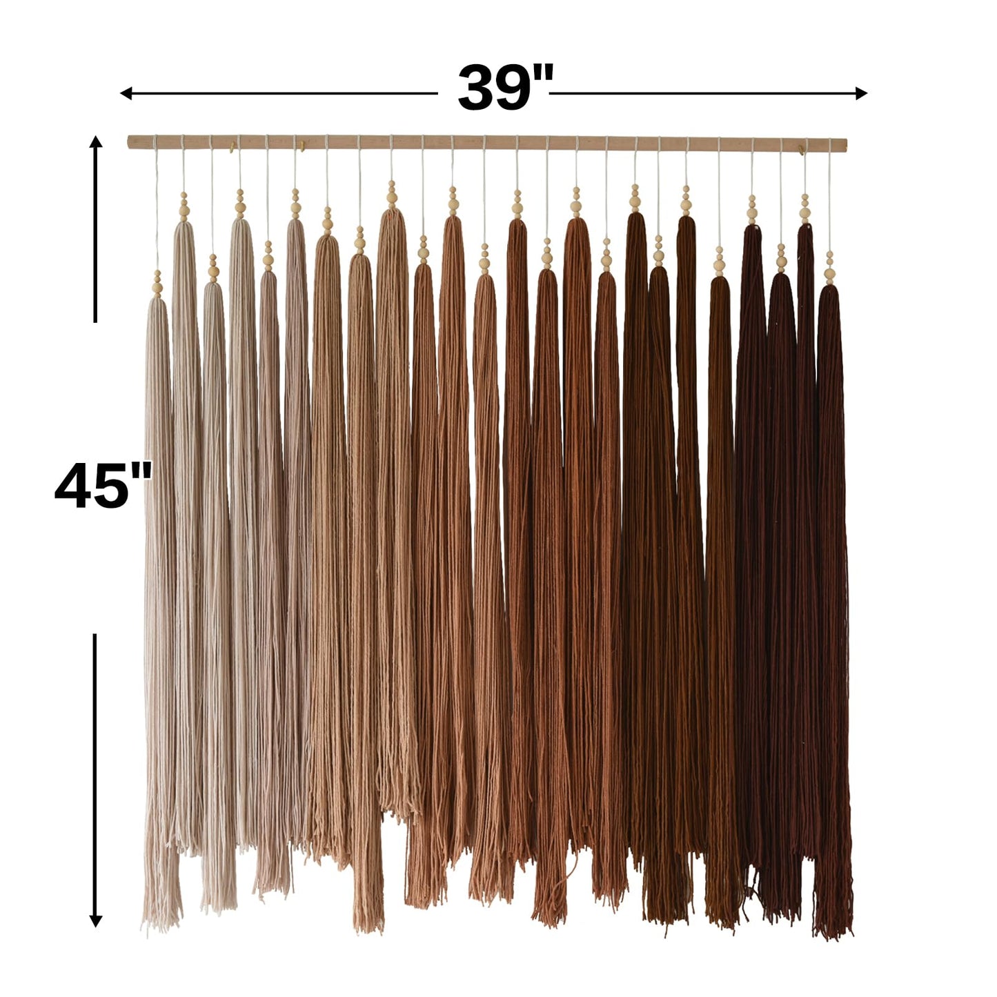 IOWER Macrame Wall Hanging Yarn Fiber Wall Art Beaded Tassel Home Decor for Bedroom Living Room 39" W x 45" L