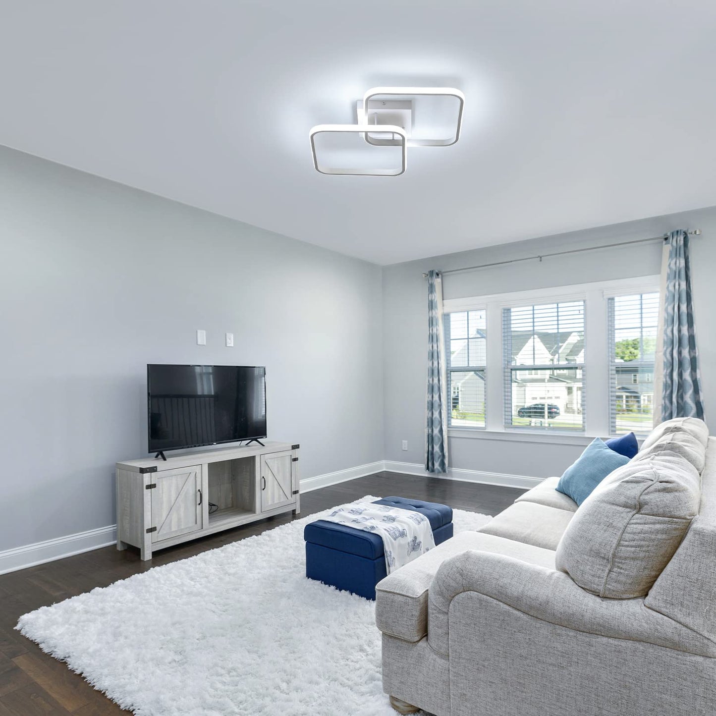 DELIPOP 23 Inch Modern LED Ceiling Light, 42W 6500K Flush Mount Ceiling Light, Acrylic Ceiling Lamp for Hallway, Living Room, Dining Room, Kitchen, Bedroom