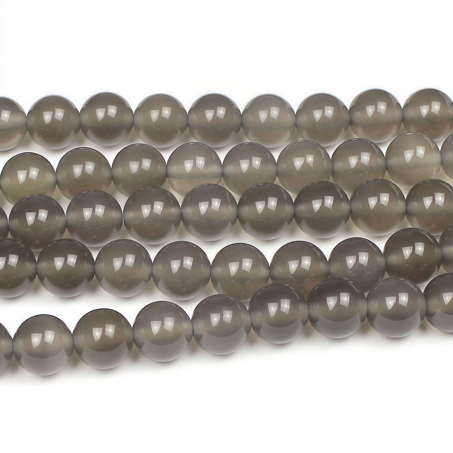 MJDCB 7A Natural Grey Agate Gemstone Round Stone Beads for Jewelry Making DIY Bracelet Necklace (10mm)