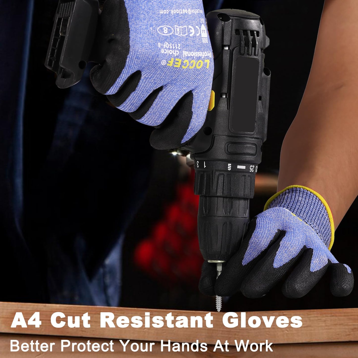 LOCCEF 3 Pairs Safety Work Gloves for Men Women,Touchscreen Compatible, Superior Dexterity,Level 5 Cut Resistant Work Gloves(7/S)