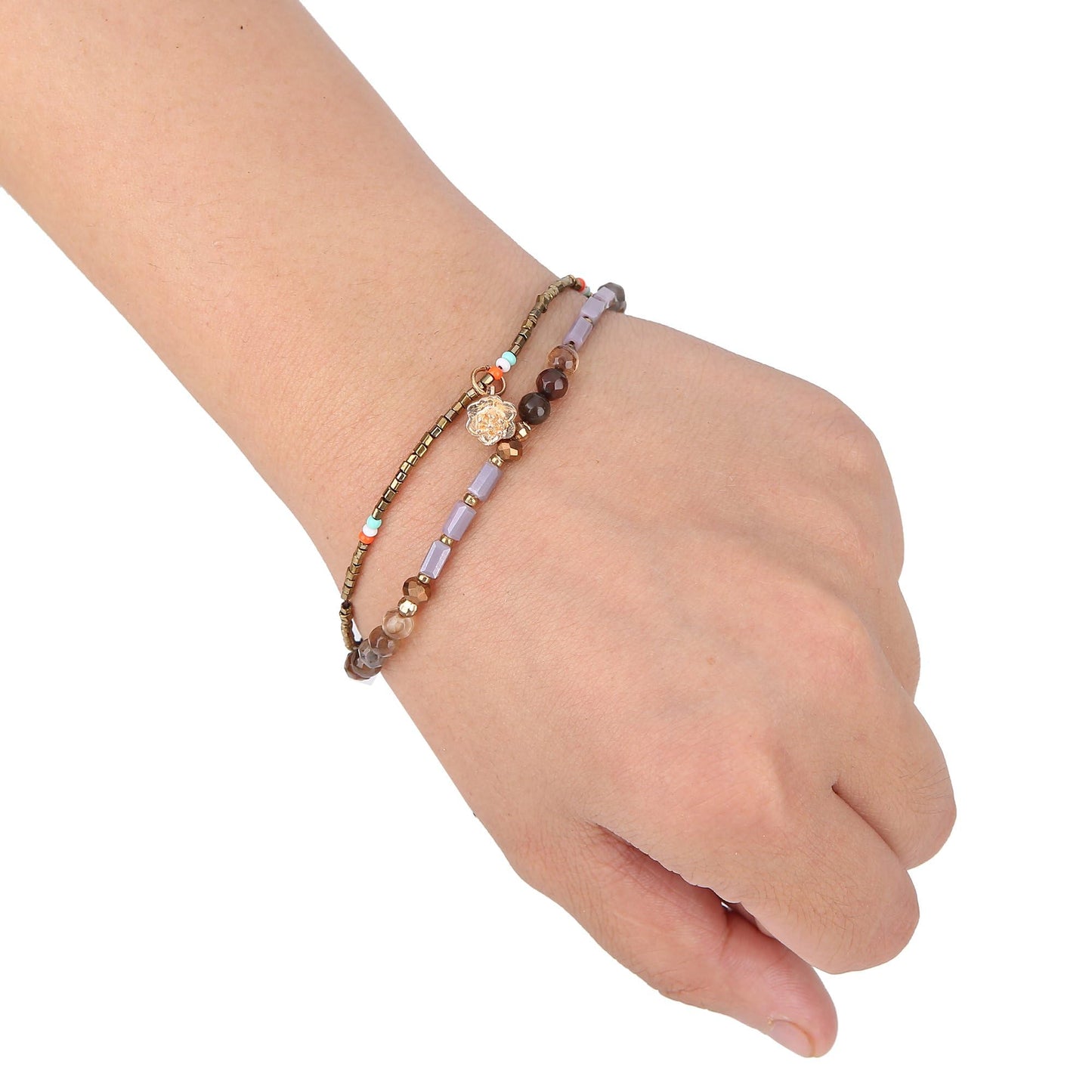 JOYA GIFT Adjustable Wrap Bracelet Bohemian Braided Beads Bracelet for Women Summer Beach Anklet