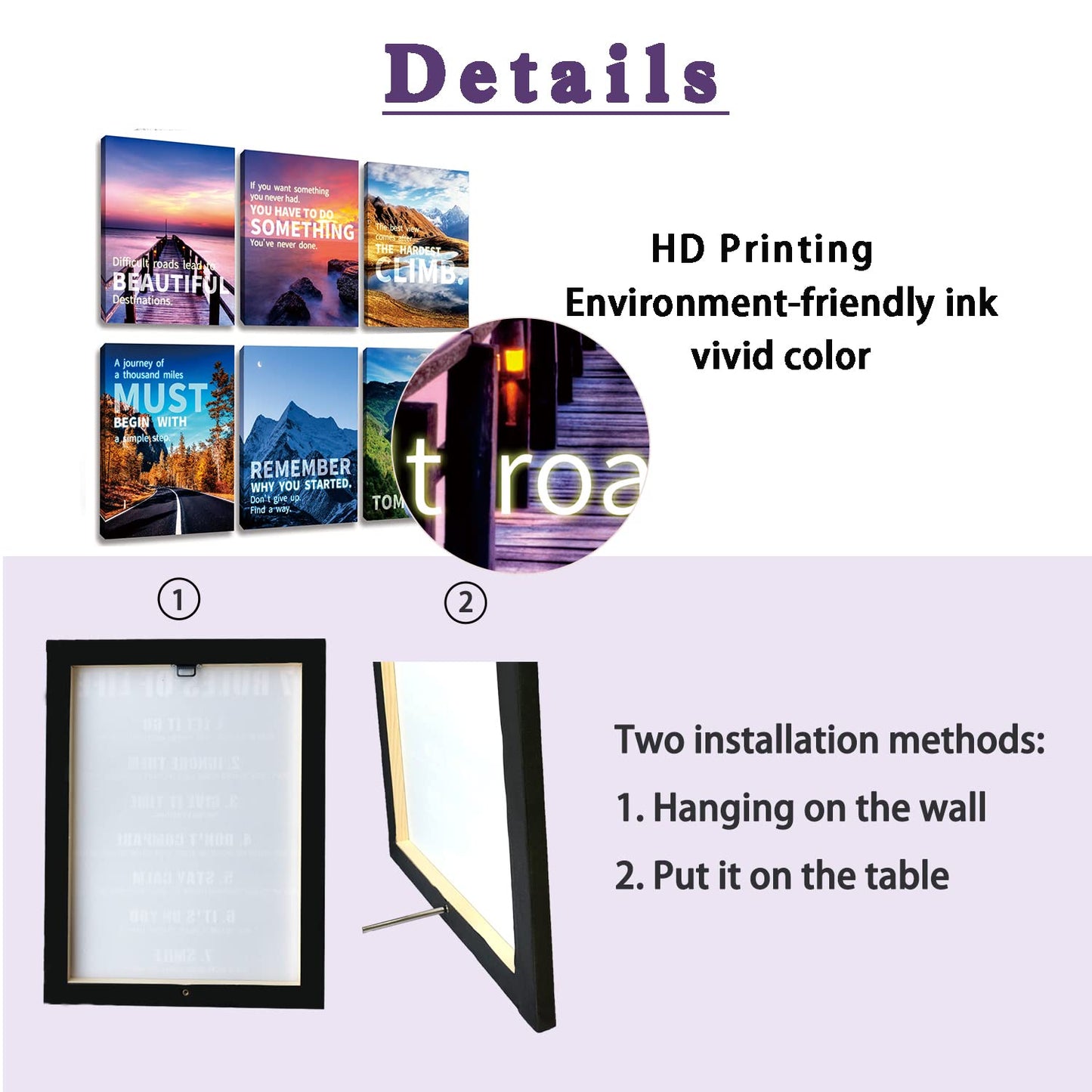 Motivational Landscape Canvas Art - Office & Home Decor, Suitable for Library, School, Gym, Living Room - Framed (29x38cm)